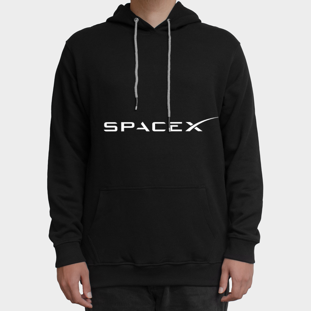 هودی سه نخ Space Xنمای روبرو ۱ - رنگ مشکی2