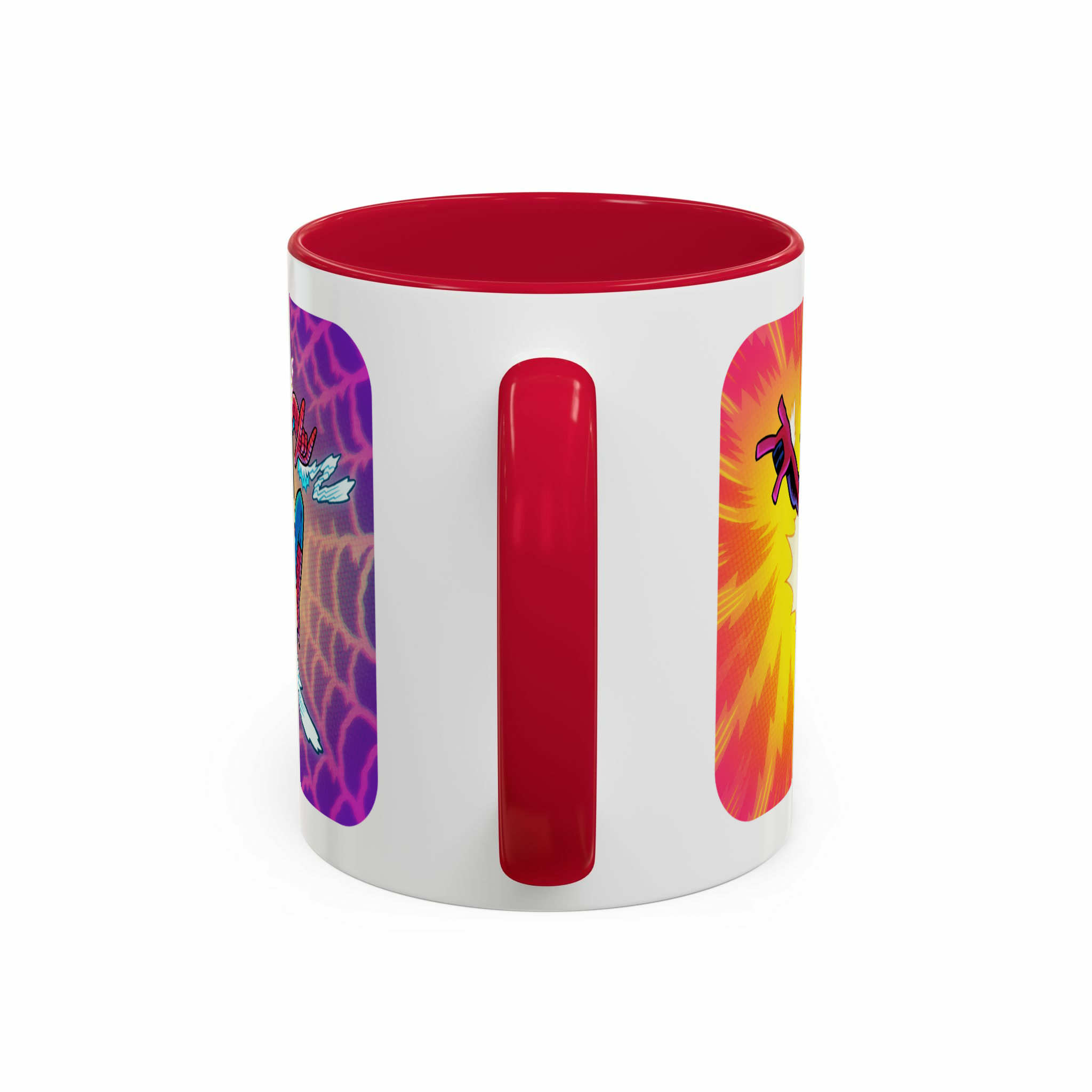 ماگ { مردان عنکبوتی } پیتر و مایلزنمای پشت - رنگ قرمز2