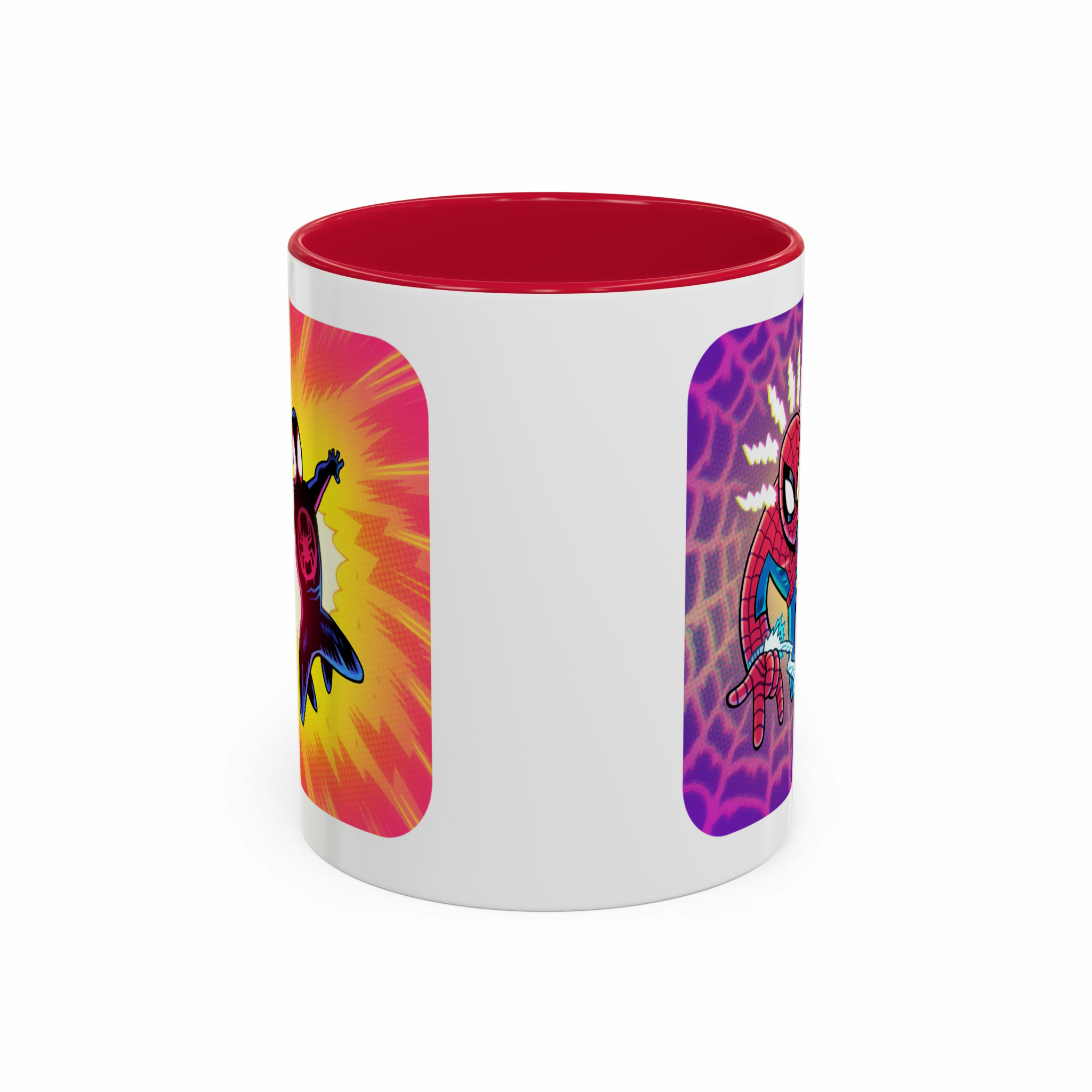 ماگ { مردان عنکبوتی } پیتر و مایلزنمای روبرو - رنگ قرمز1