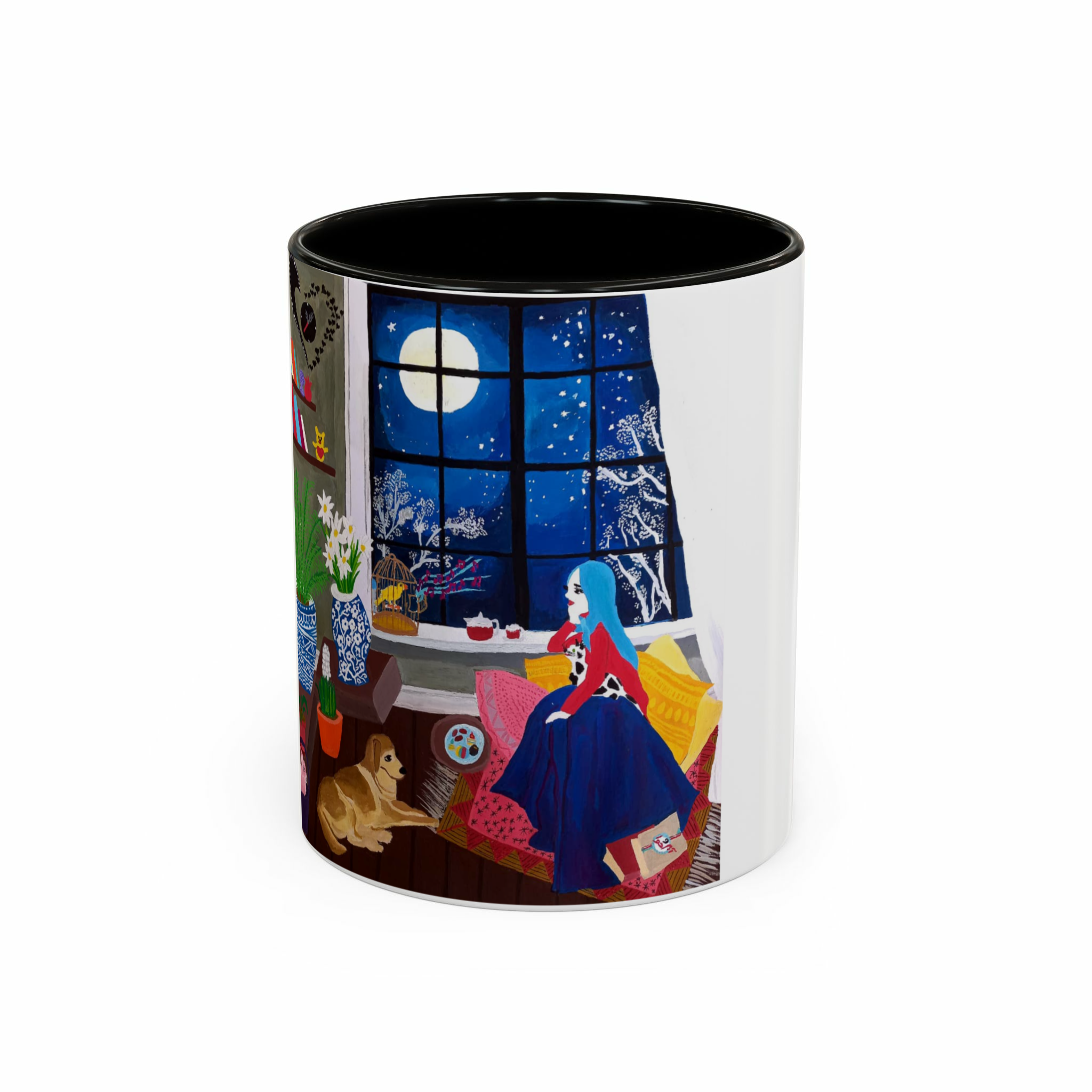 لیوان ماگ نقاشی خودم  که به مسابقه بین المللی فرستاده شده✨️نمای روبرو  - رنگ مشکی2