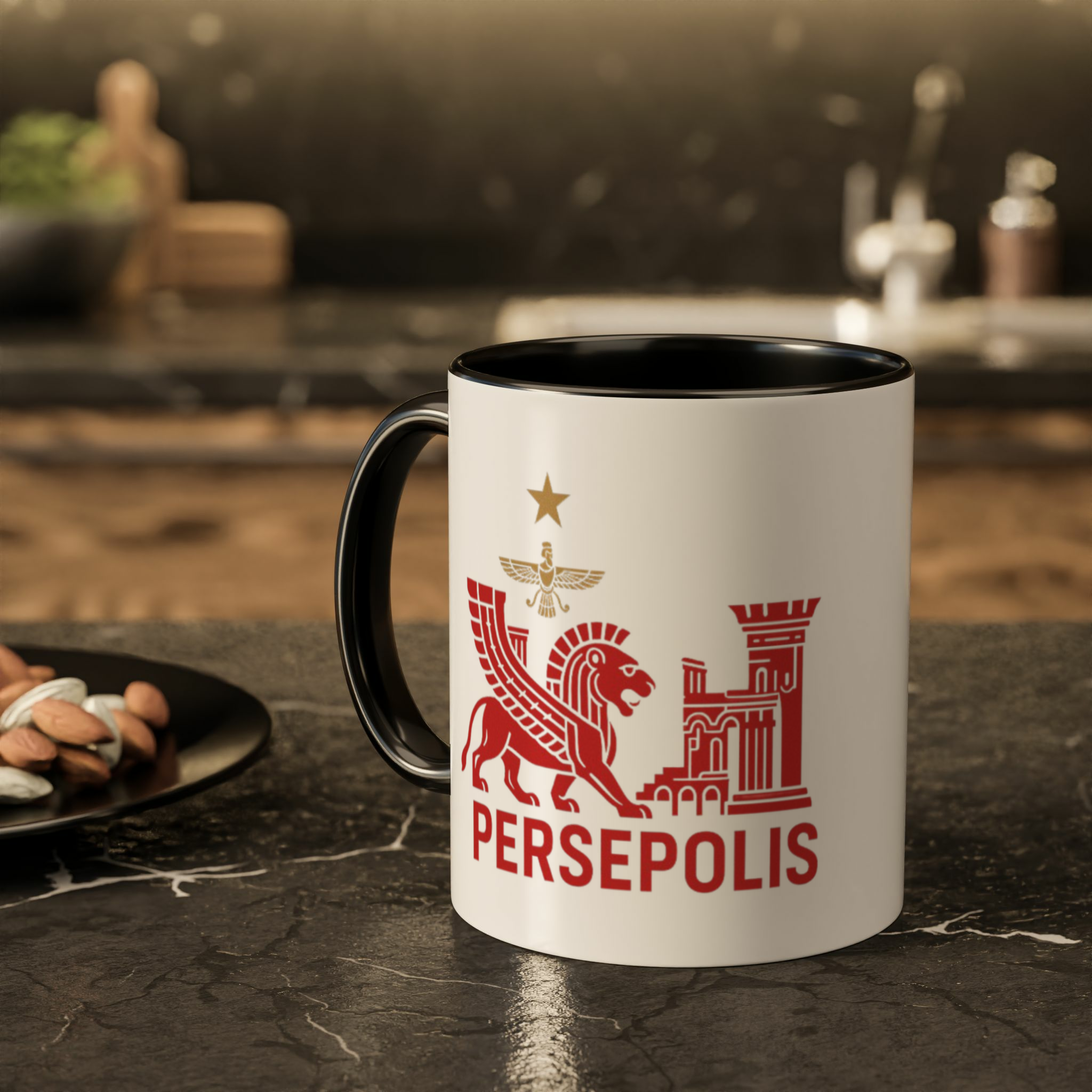 ماگ بیسیک دسته رنگی طرح پرسپولیسزمینه ۲ - رنگ مشکی2