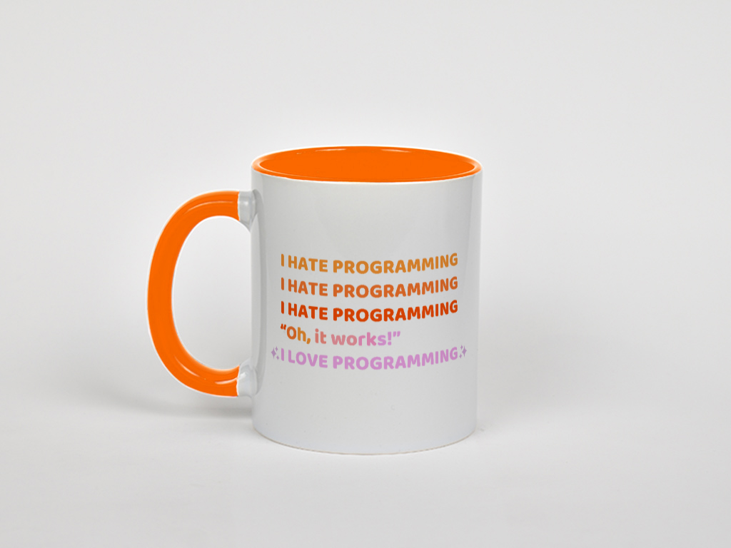 ماگ برنامهنویسی طرح I LOVE PROGRAMMINGنمای چپ - رنگ نارنجی3