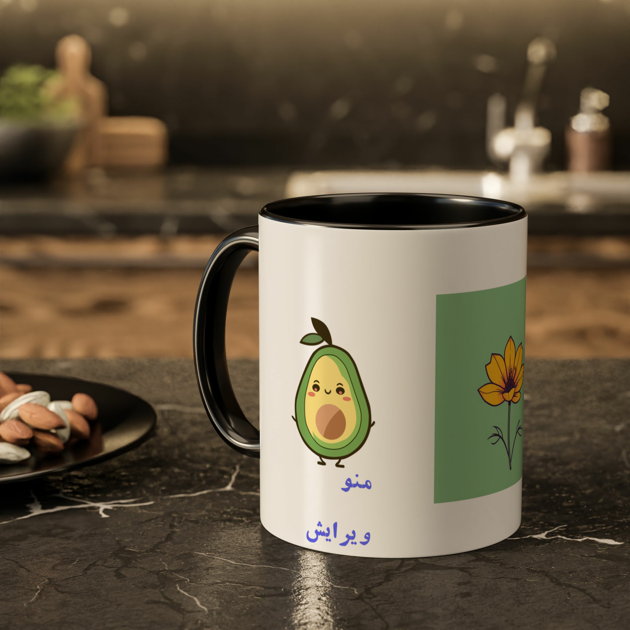 ماگ با طرح گلزمینه ۲ - رنگ مشکی4