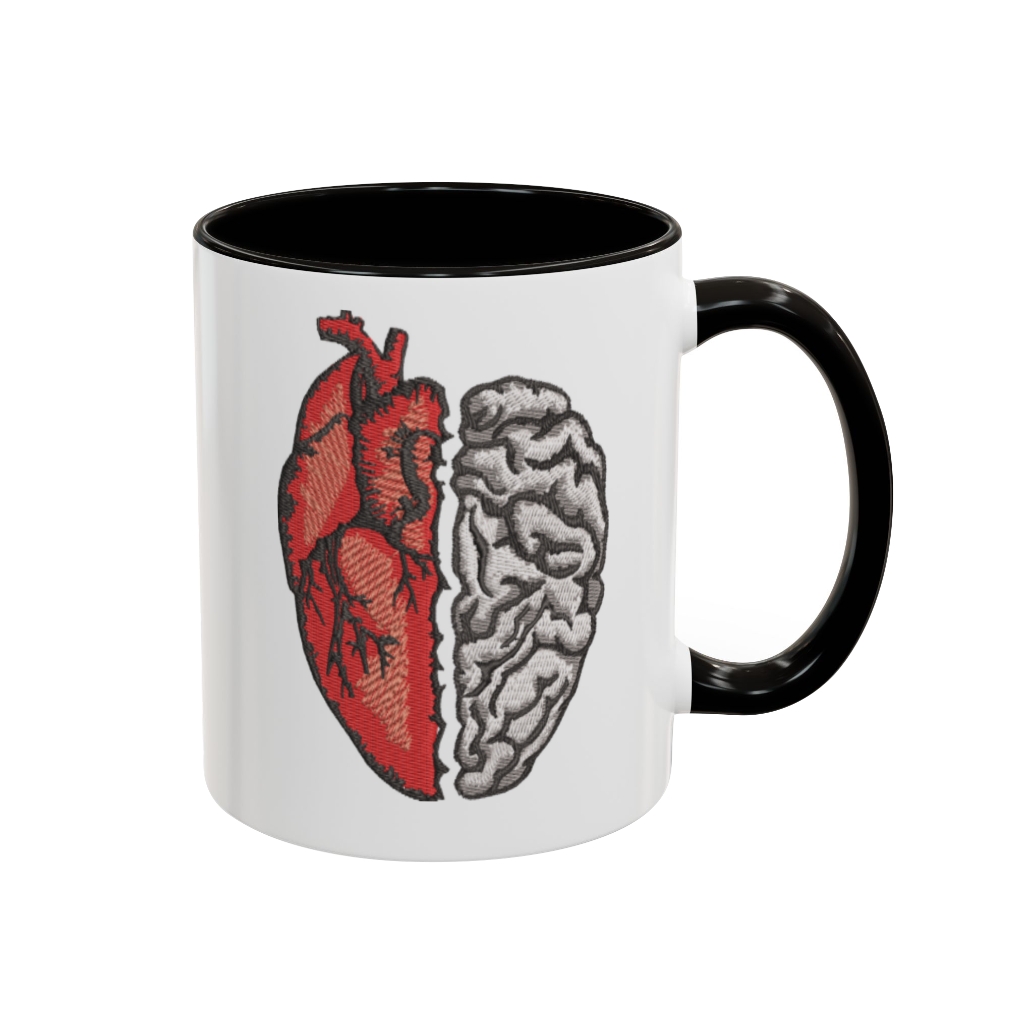 ماگ طرح قلب و مغزنمای راست - رنگ مشکی5