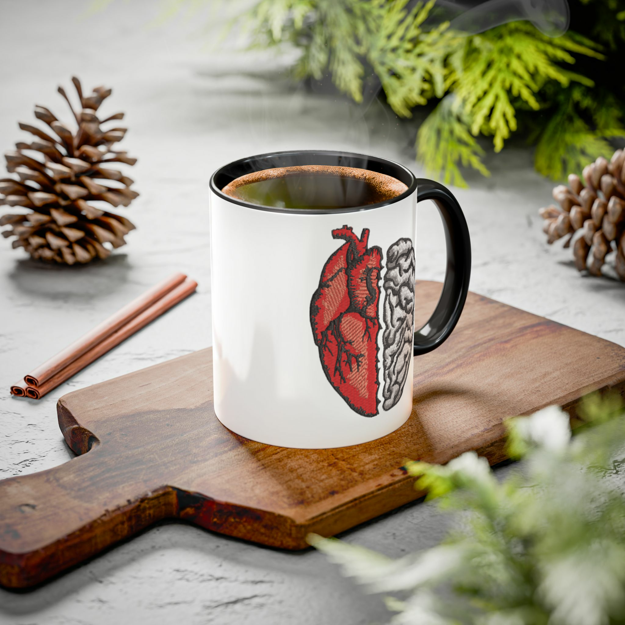 ماگ طرح قلب و مغززمینه ۱ - رنگ مشکی2