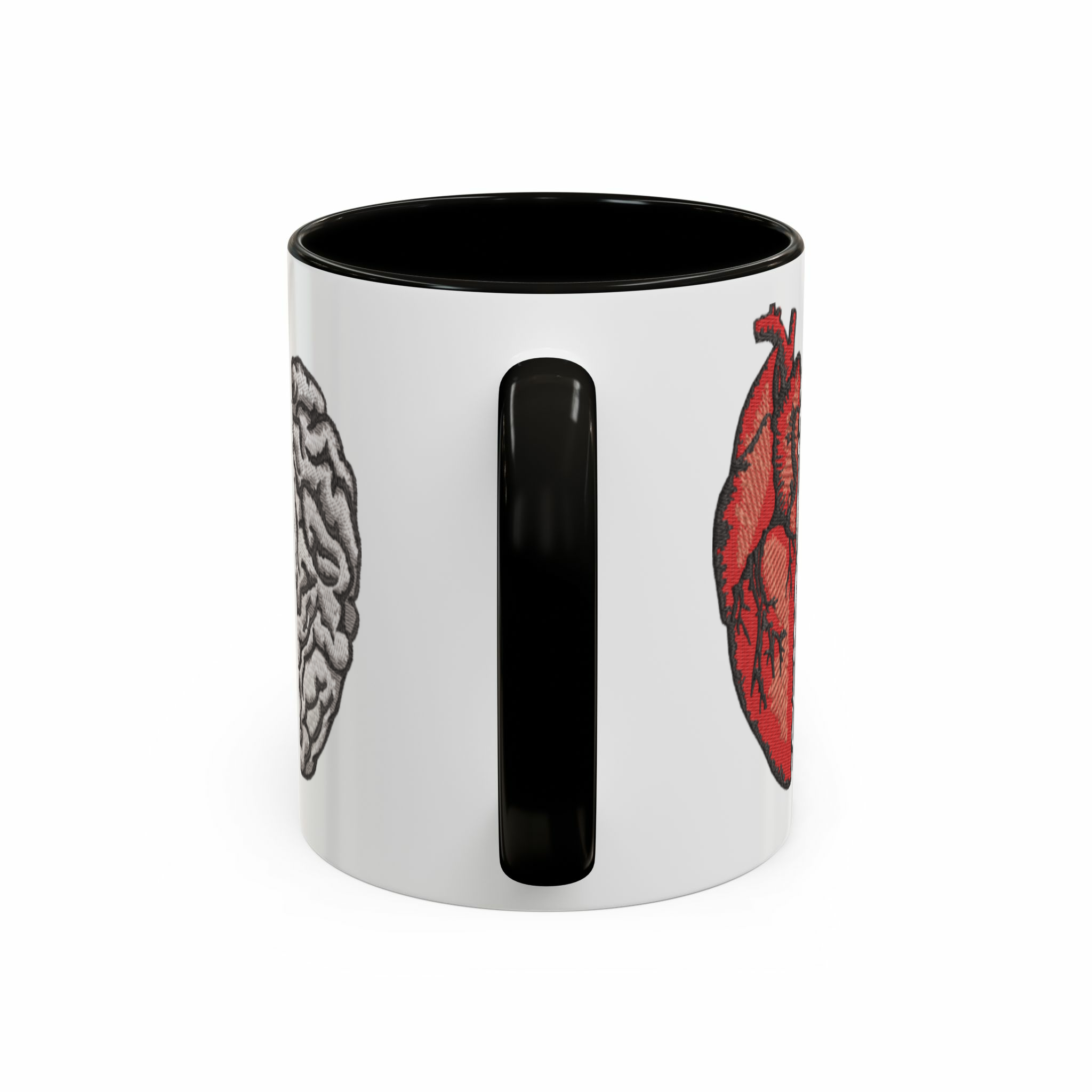 ماگ طرح قلب و مغزنمای پشت - رنگ مشکی3