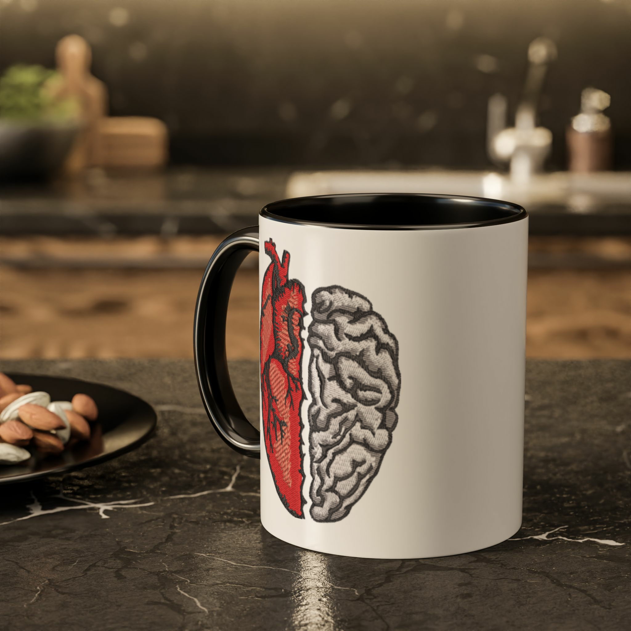 ماگ طرح قلب و مغززمینه ۲ - رنگ مشکی1