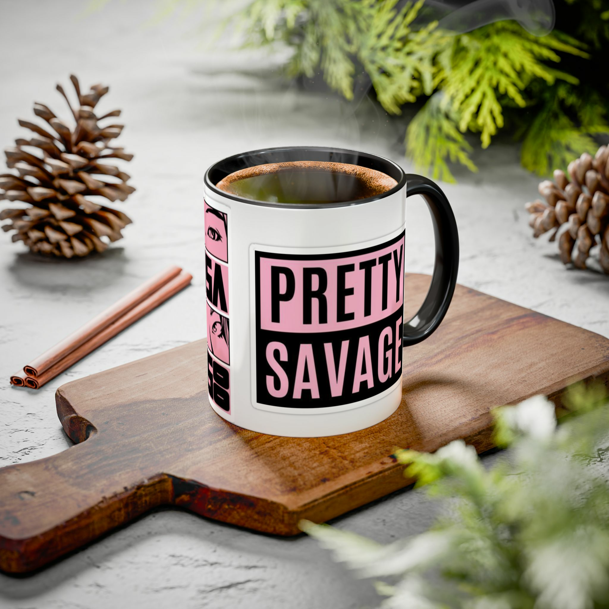 ماگ بلک پینک pretty savageزمینه ۱ - رنگ مشکی1