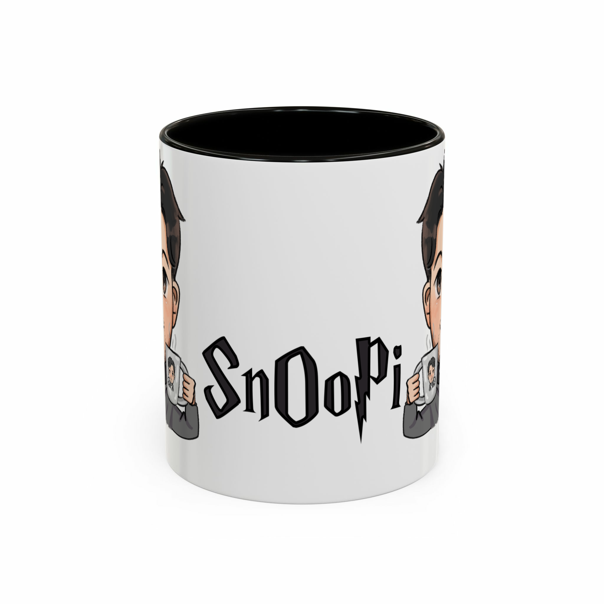 ماگ طرح اسنوپی (SnOoPi)نمای روبرو - رنگ مشکی