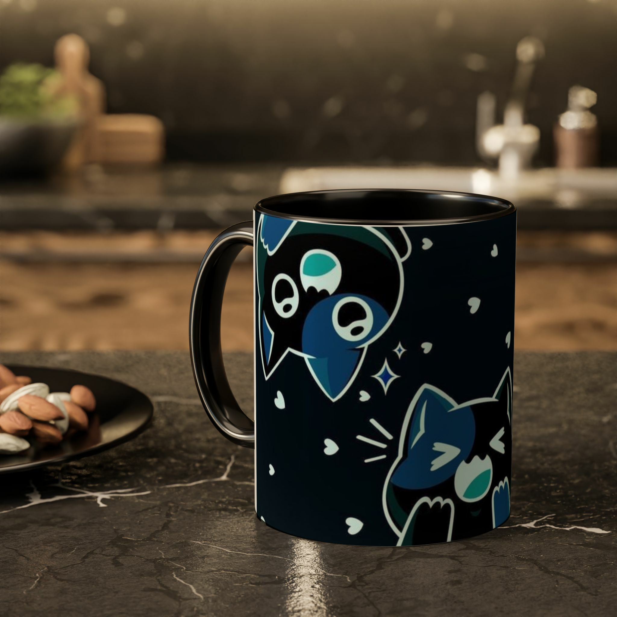 ماگ طرح گربه کیوتزمینه ۲ - رنگ مشکی4