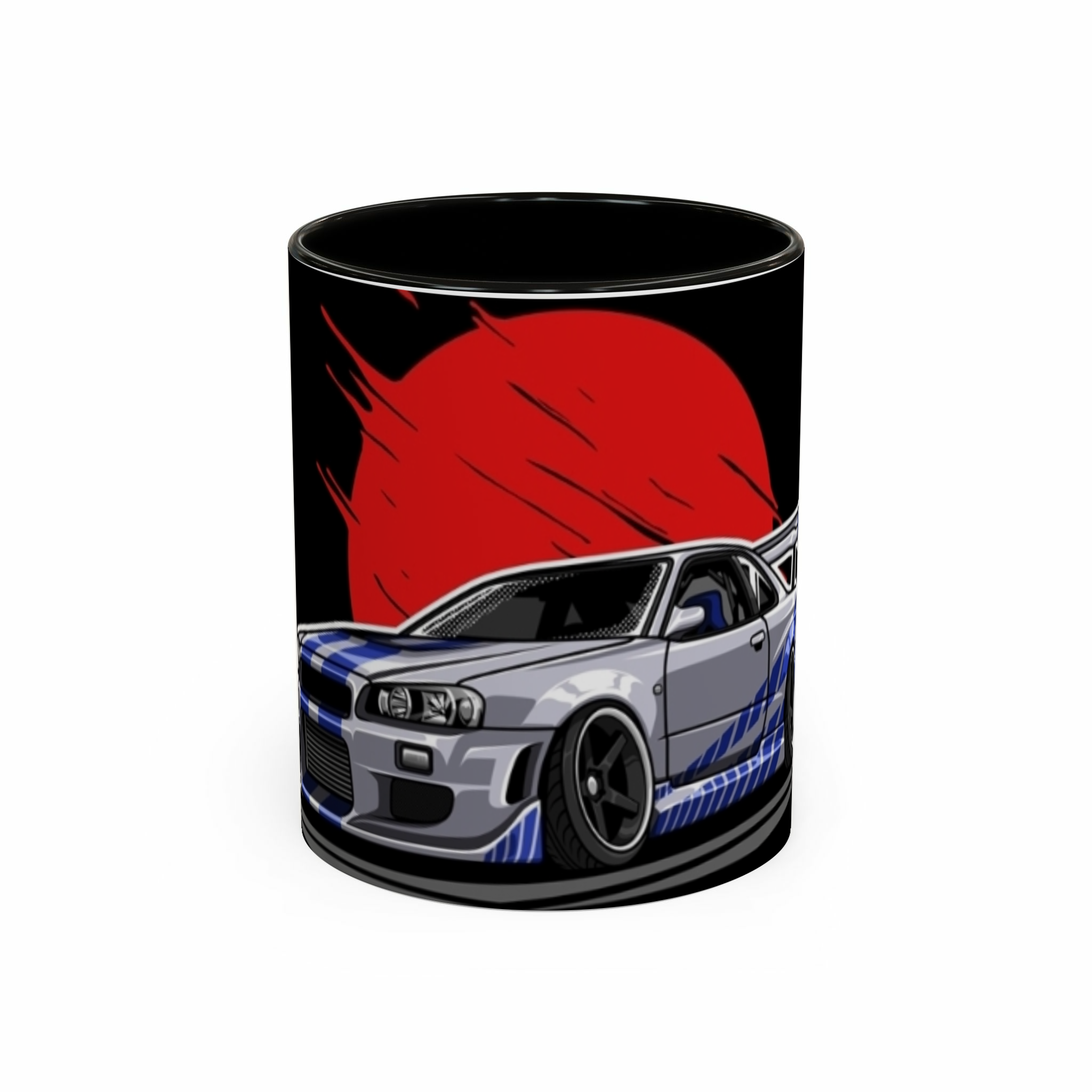 ماگ طرح nissan gtr r34نمای روبرو - رنگ مشکی2