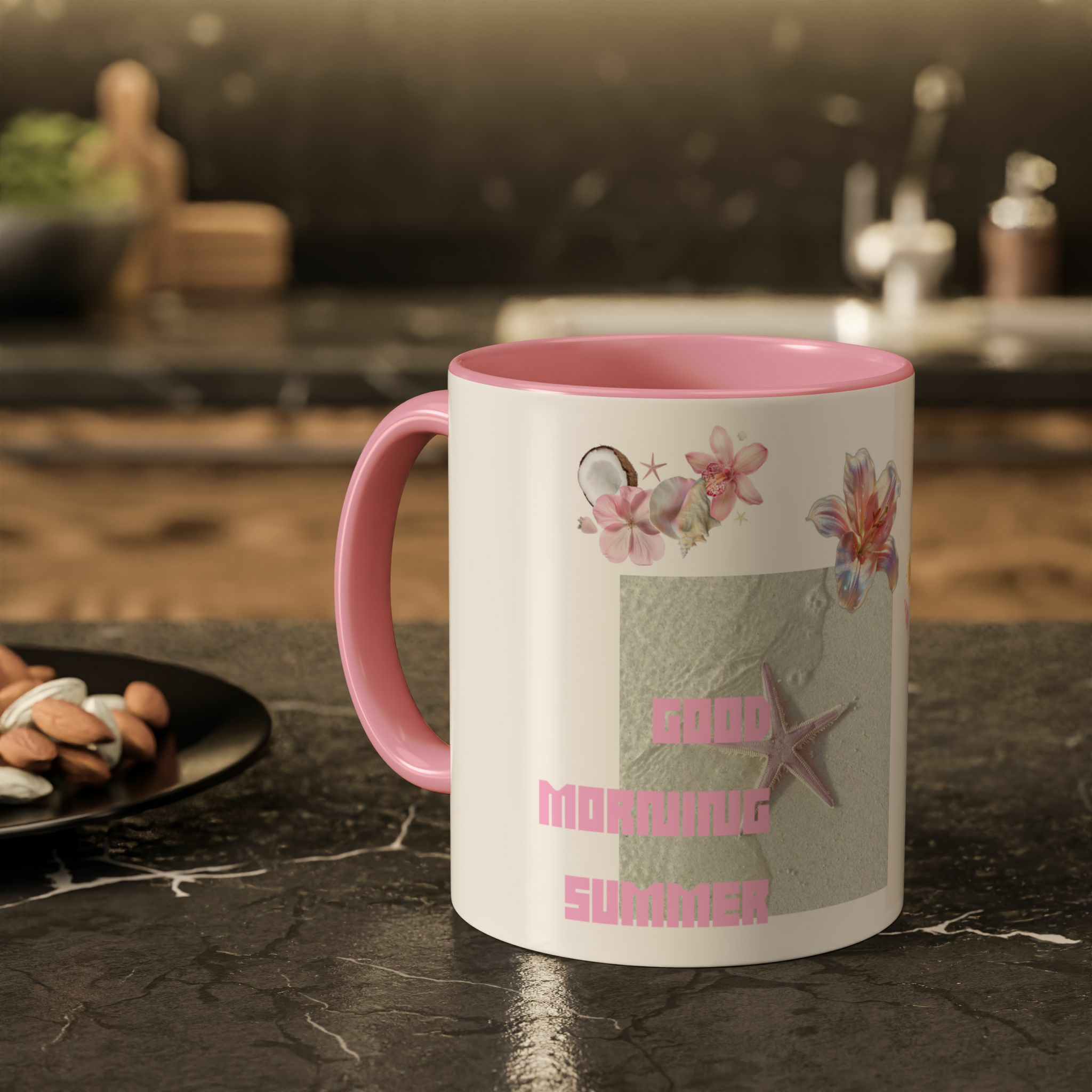 ماگ Good morning summerزمینه ۲ - رنگ صورتی2