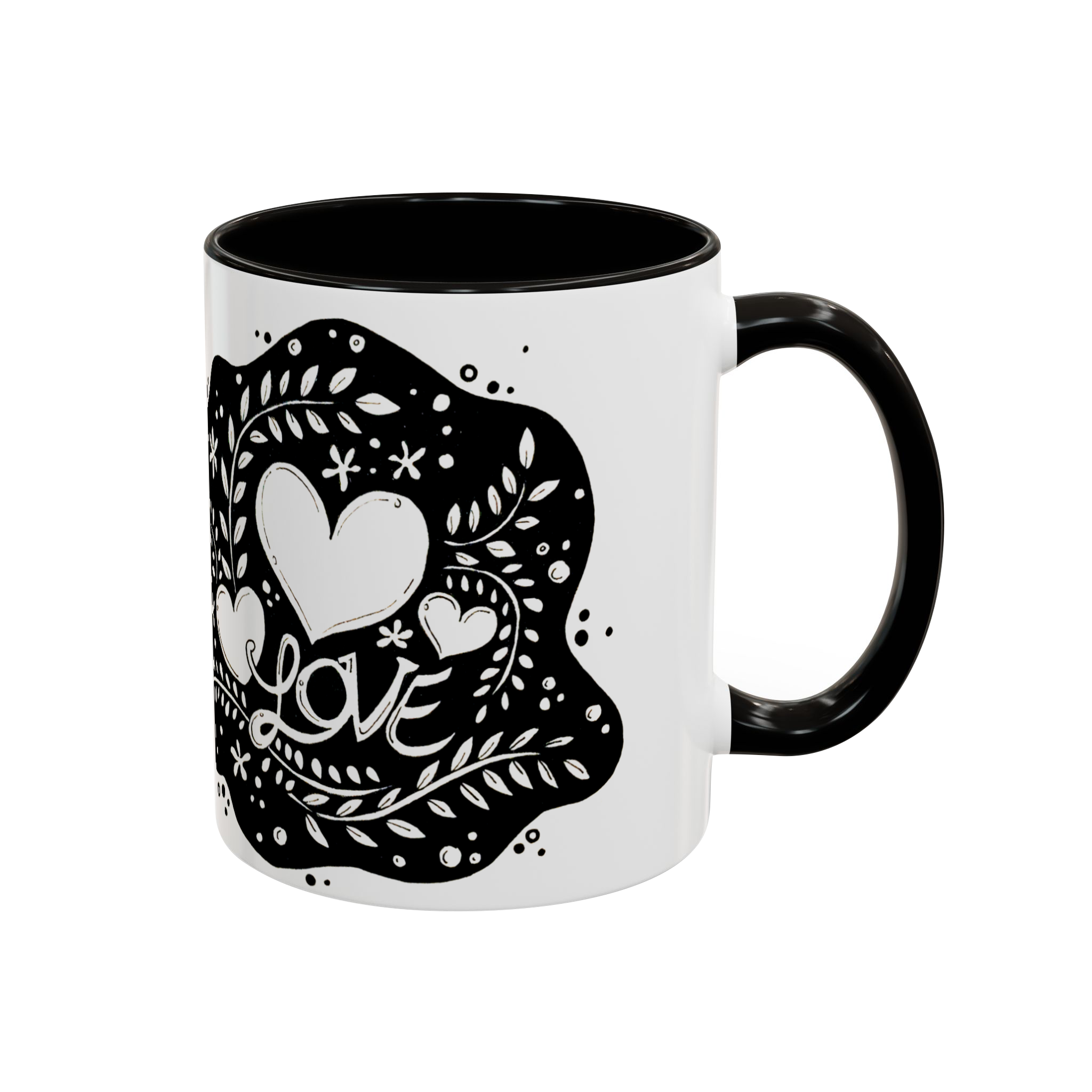 ماگ طرح عشق گلگلی Loveنمای راست  - رنگ مشکی