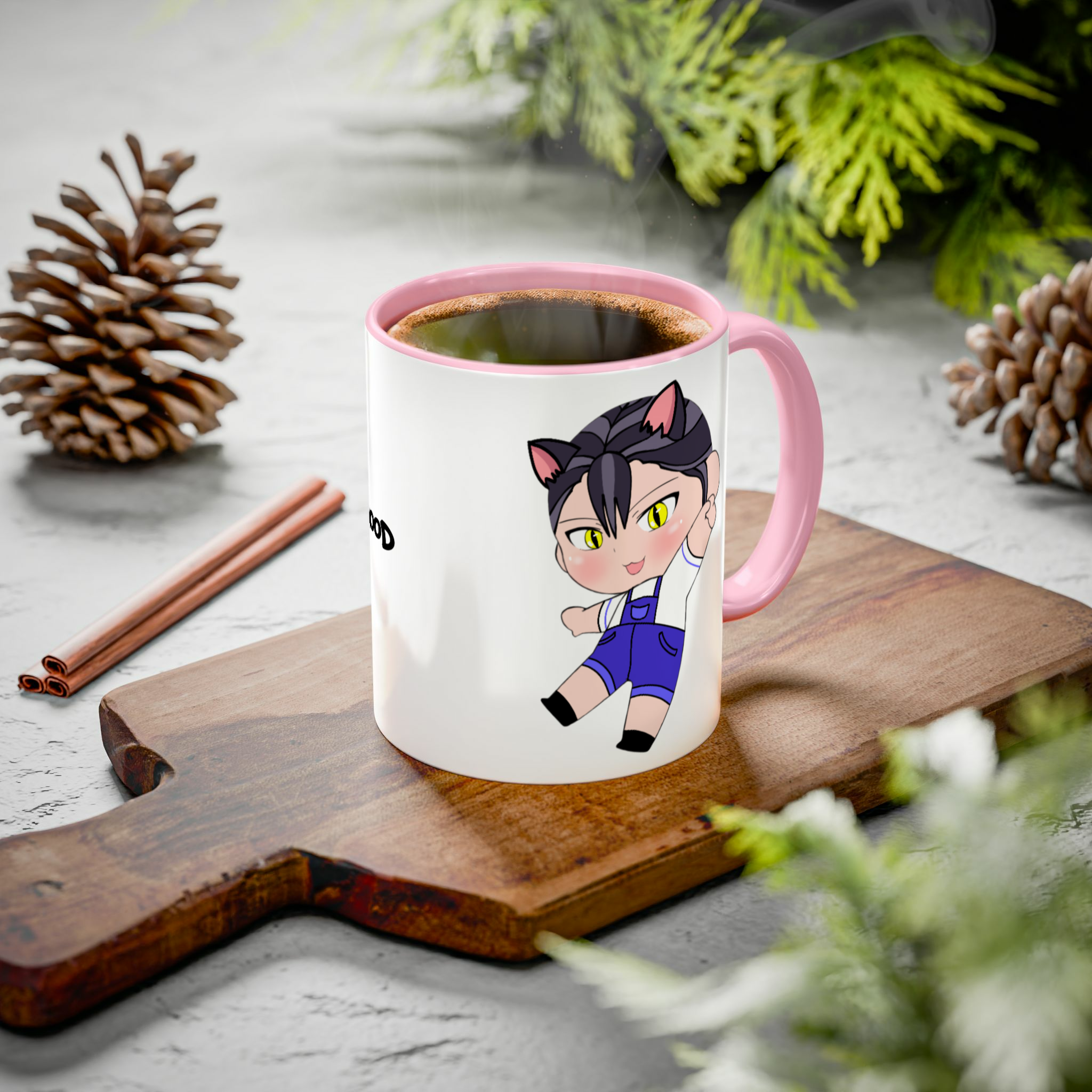 ماگ طرح گربه chibi meowزمینه ۱ - رنگ صورتی2