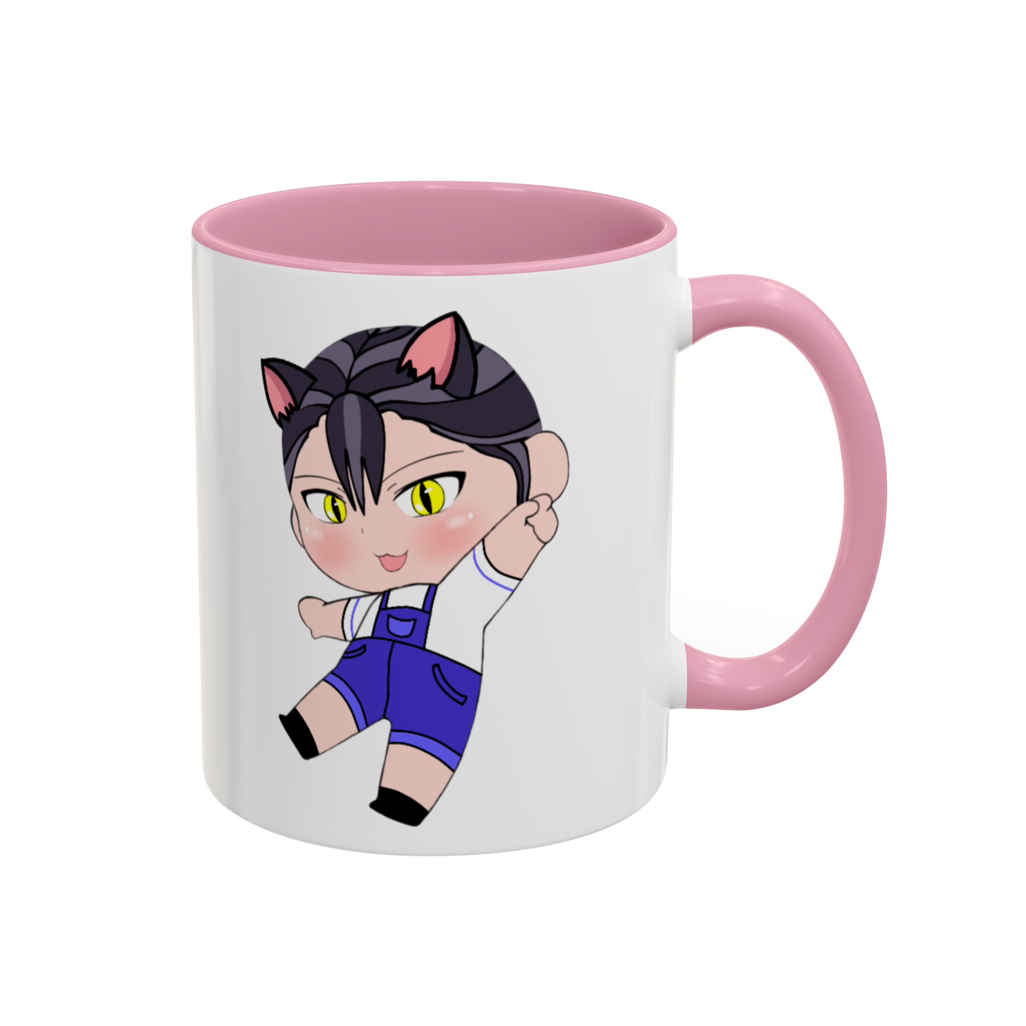 ماگ طرح گربه chibi meowنمای راست - رنگ صورتی