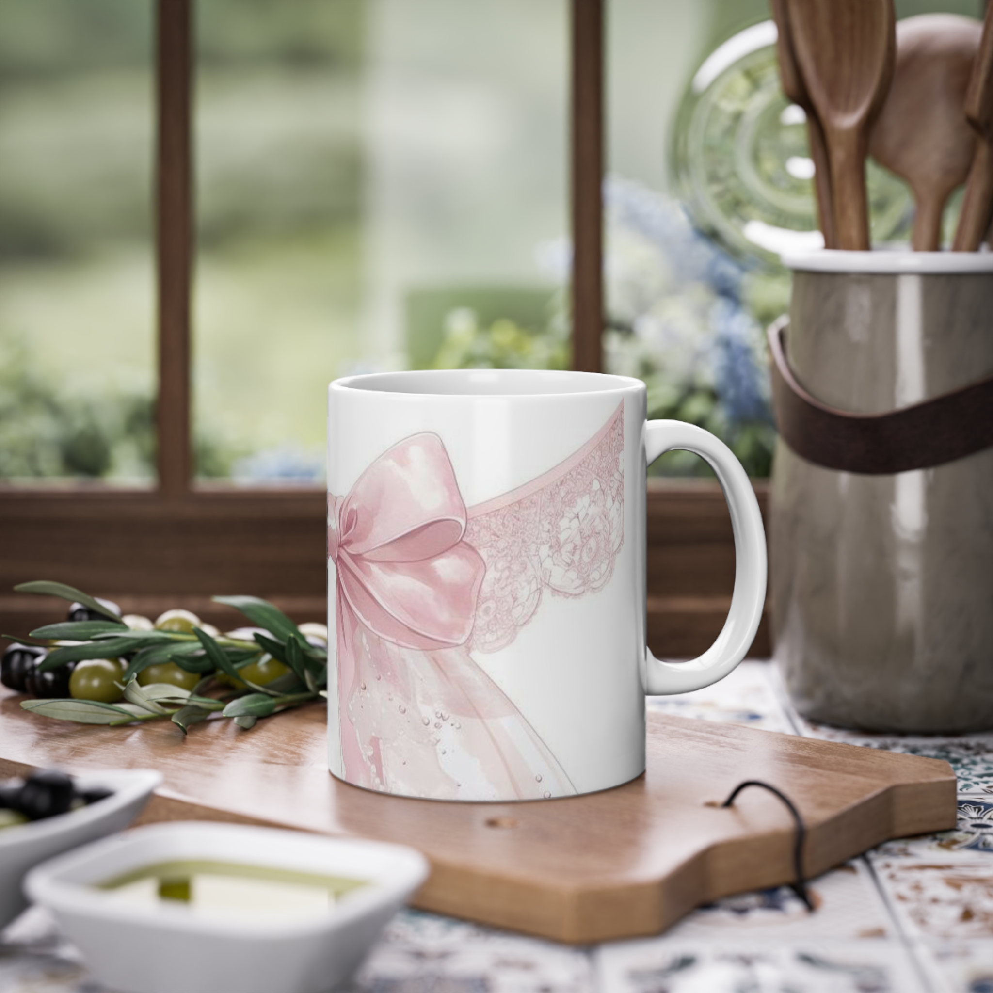 ماگ پاپیونی صورتی Ribbon cupزمینه ۱1