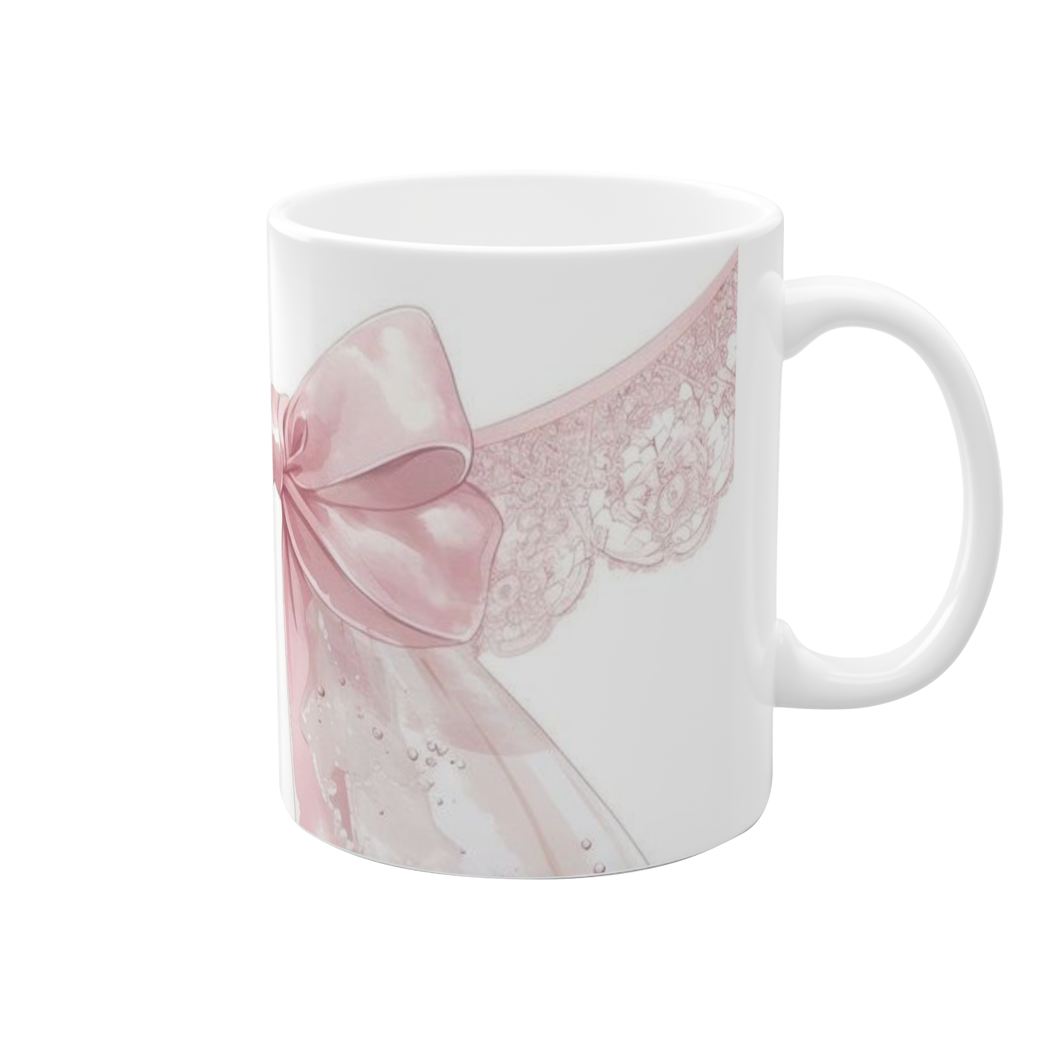 ماگ پاپیونی صورتی Ribbon cupنمای راست4