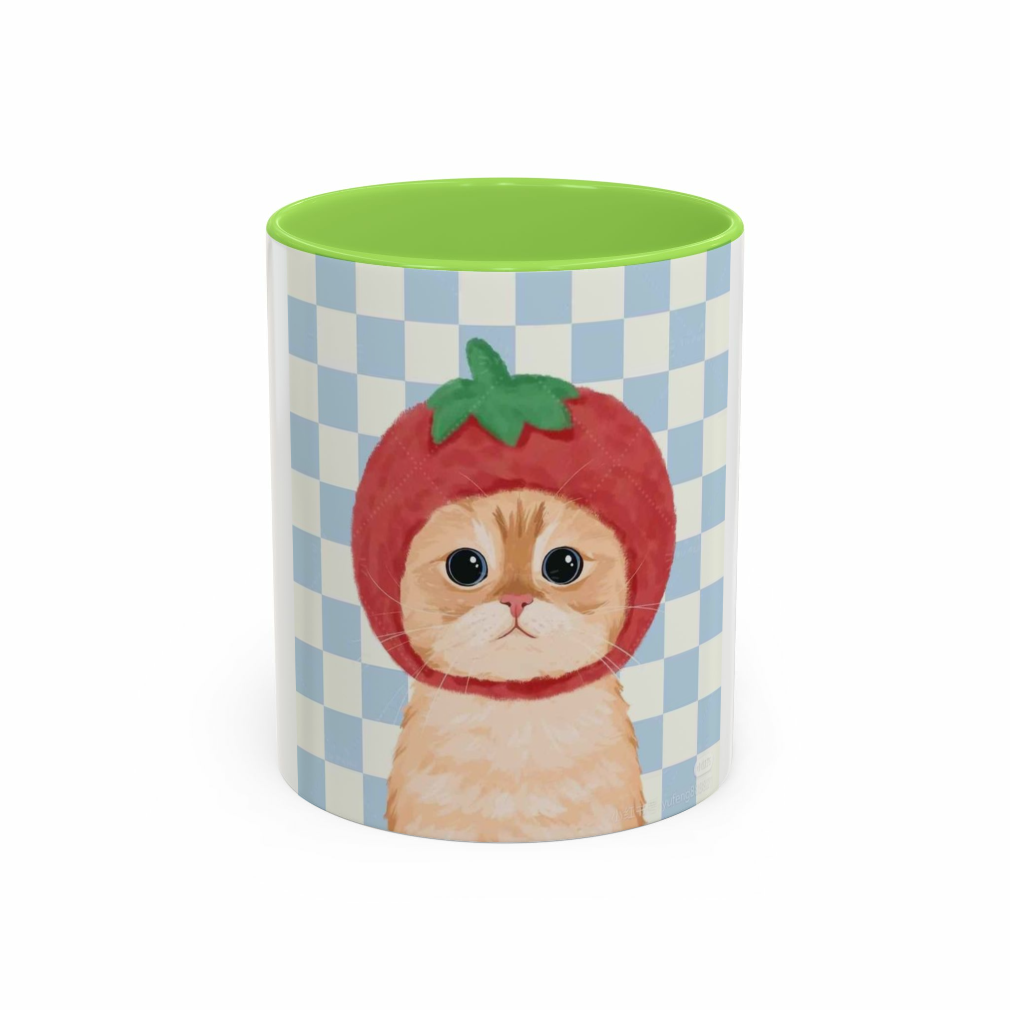 ماگ meow Strawberries✨️🍓نمای روبرو - رنگ سبز روشن3