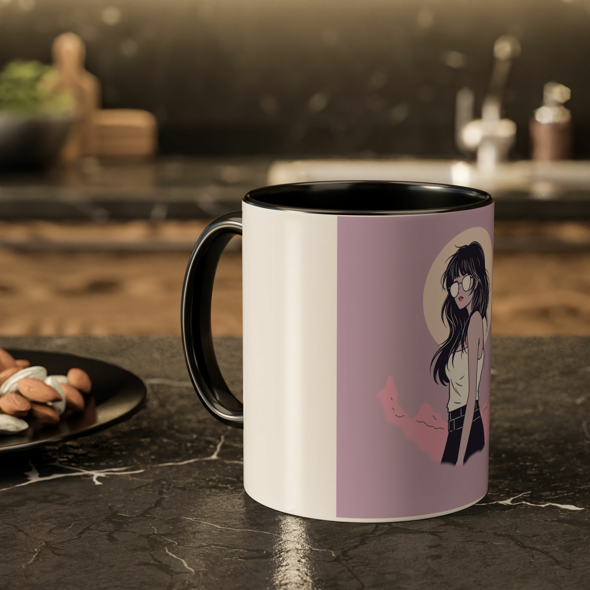 ماگ دختر زیبازمینه ۲ - رنگ مشکی1