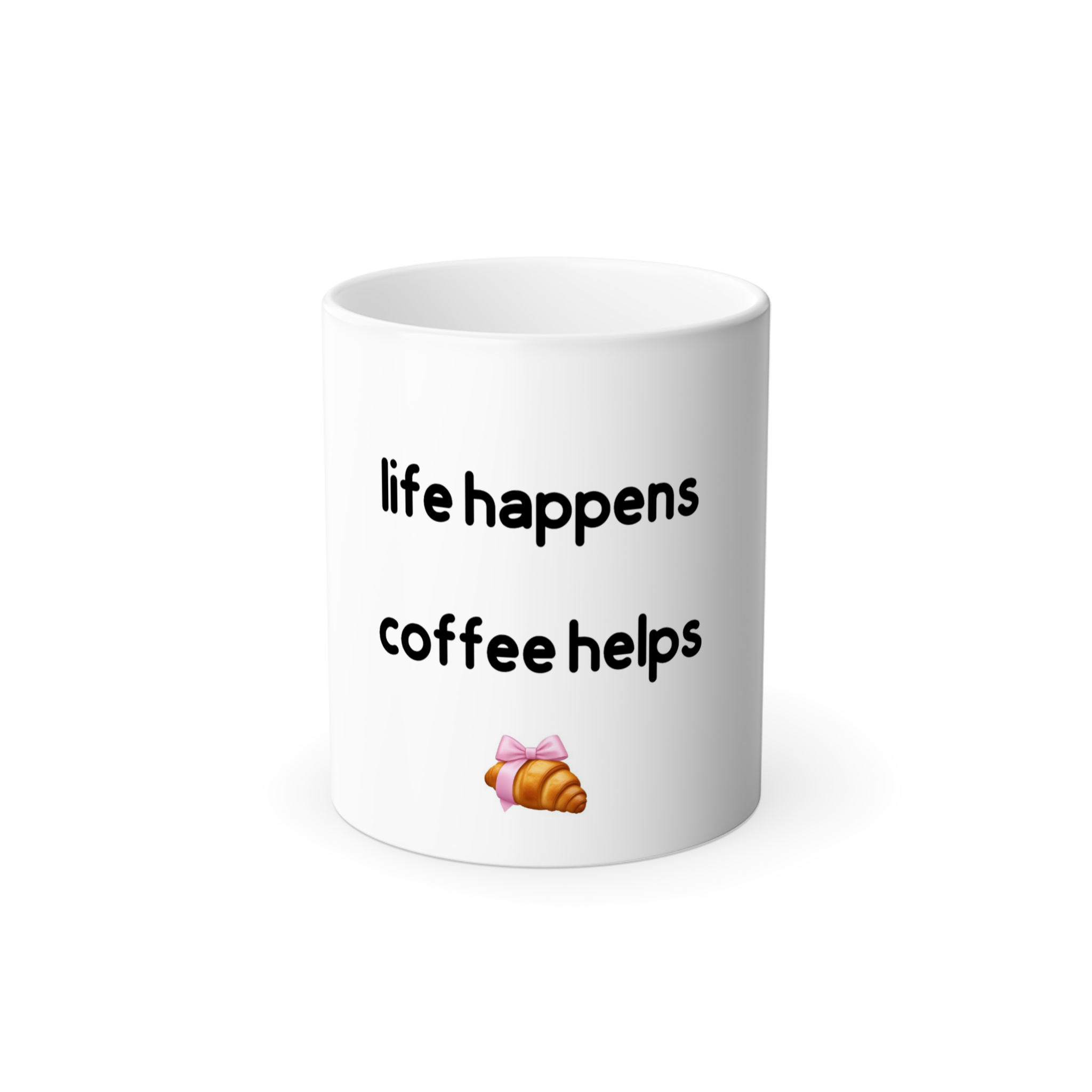 ماگ طرح life happens coffee helpsنمای روبرو - رنگ سفید
