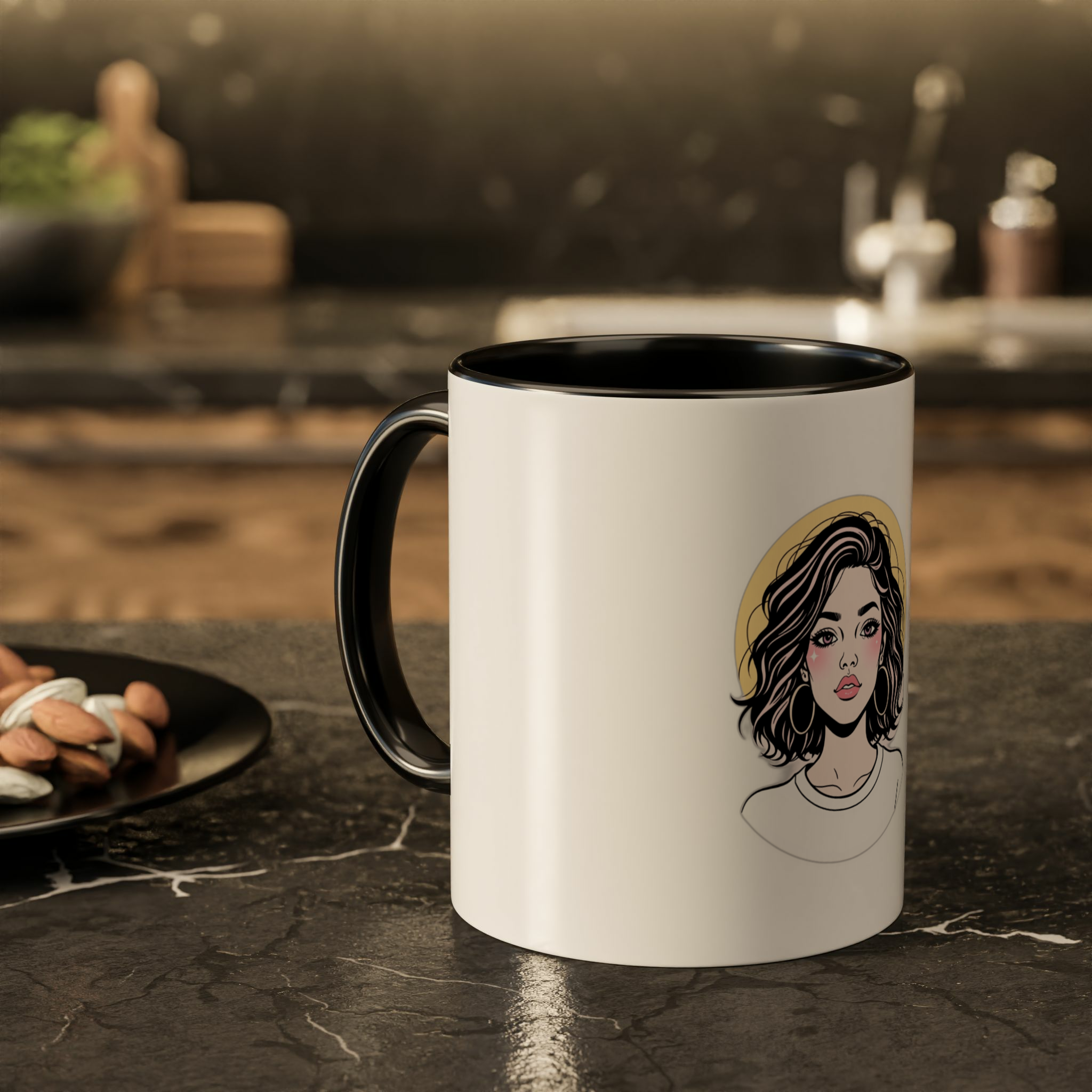 ماگ طرح دخترزمینه ۲ - رنگ مشکی2