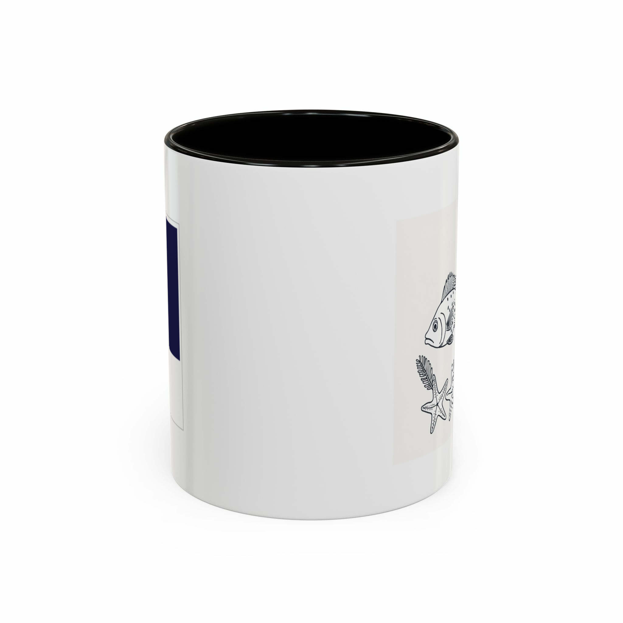 ماگ طرح ماهی و ستاره دریایی به همراه رنگ سرمه اینمای روبرو  - رنگ مشکی3