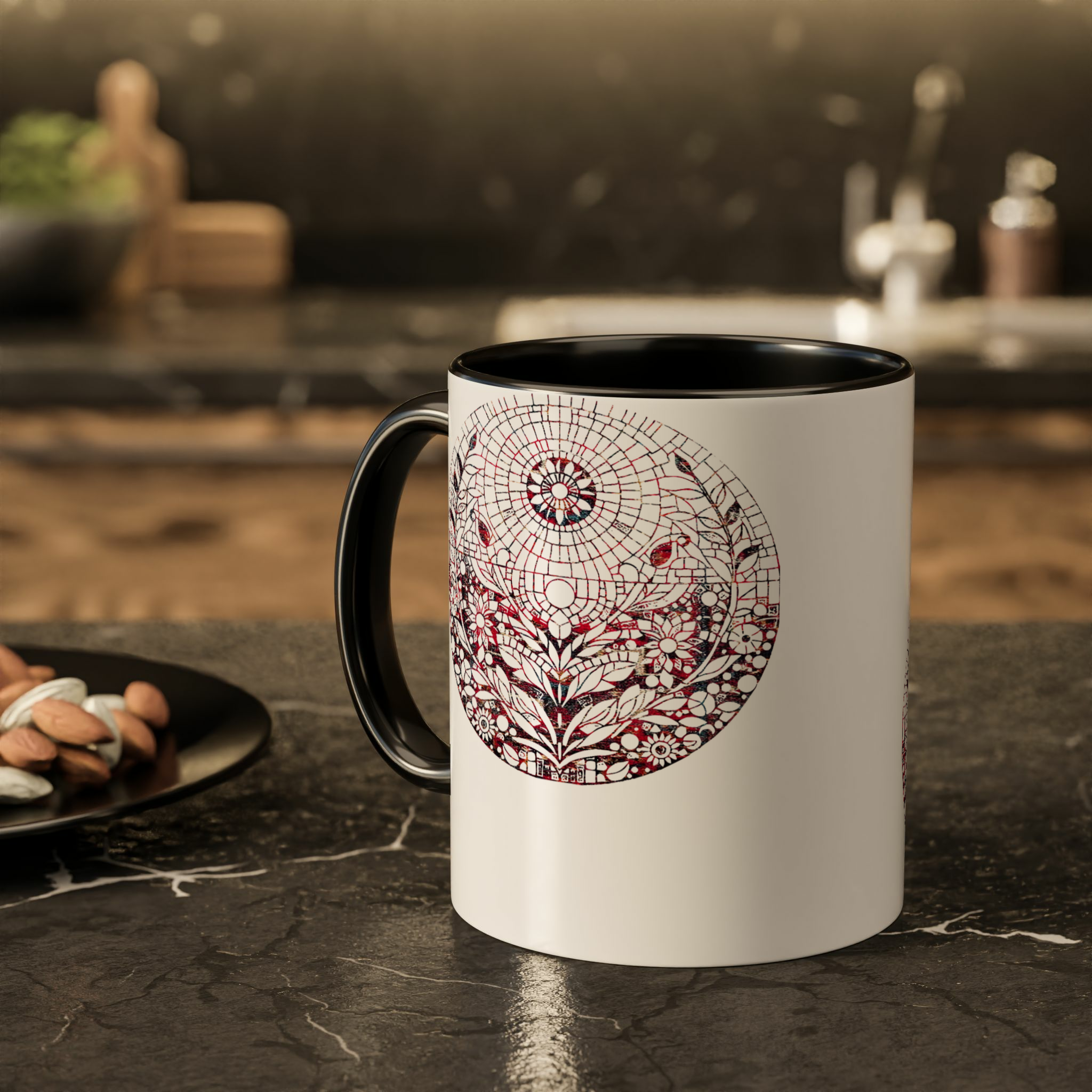 ماگ طرح گل و فرشزمینه ۲ - رنگ مشکی5