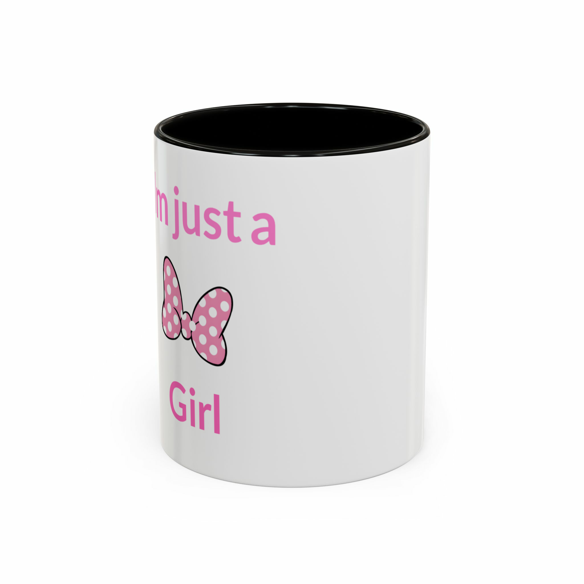ماگ im just a girlنمای روبرو  - رنگ مشکی
