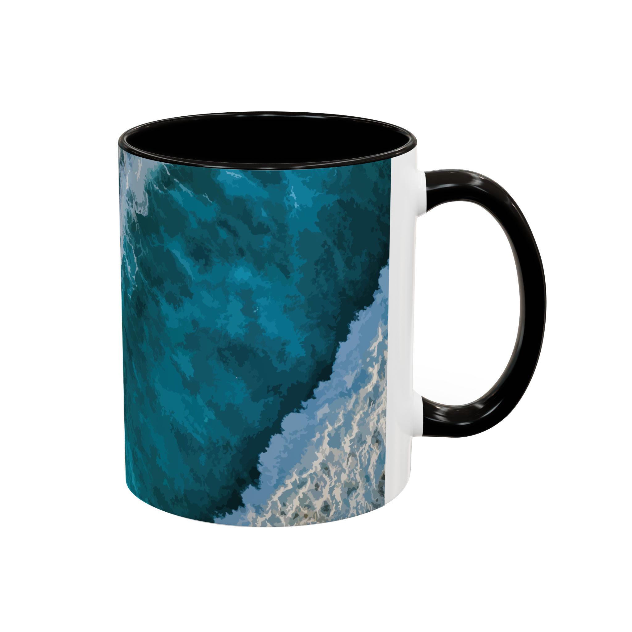 ماگ طرح sea and wavesنمای راست - رنگ مشکی