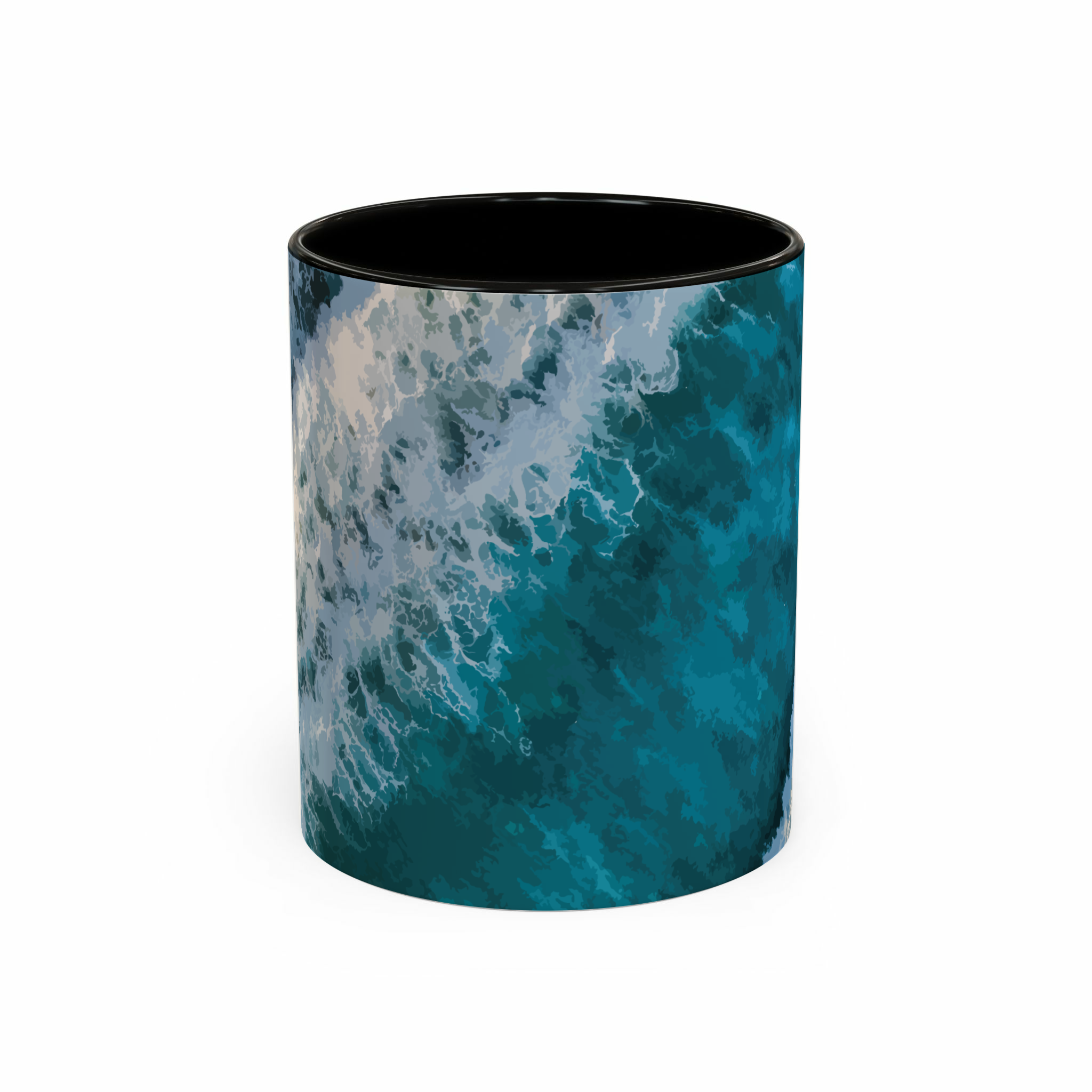 ماگ طرح sea and wavesنمای روبرو - رنگ مشکی3