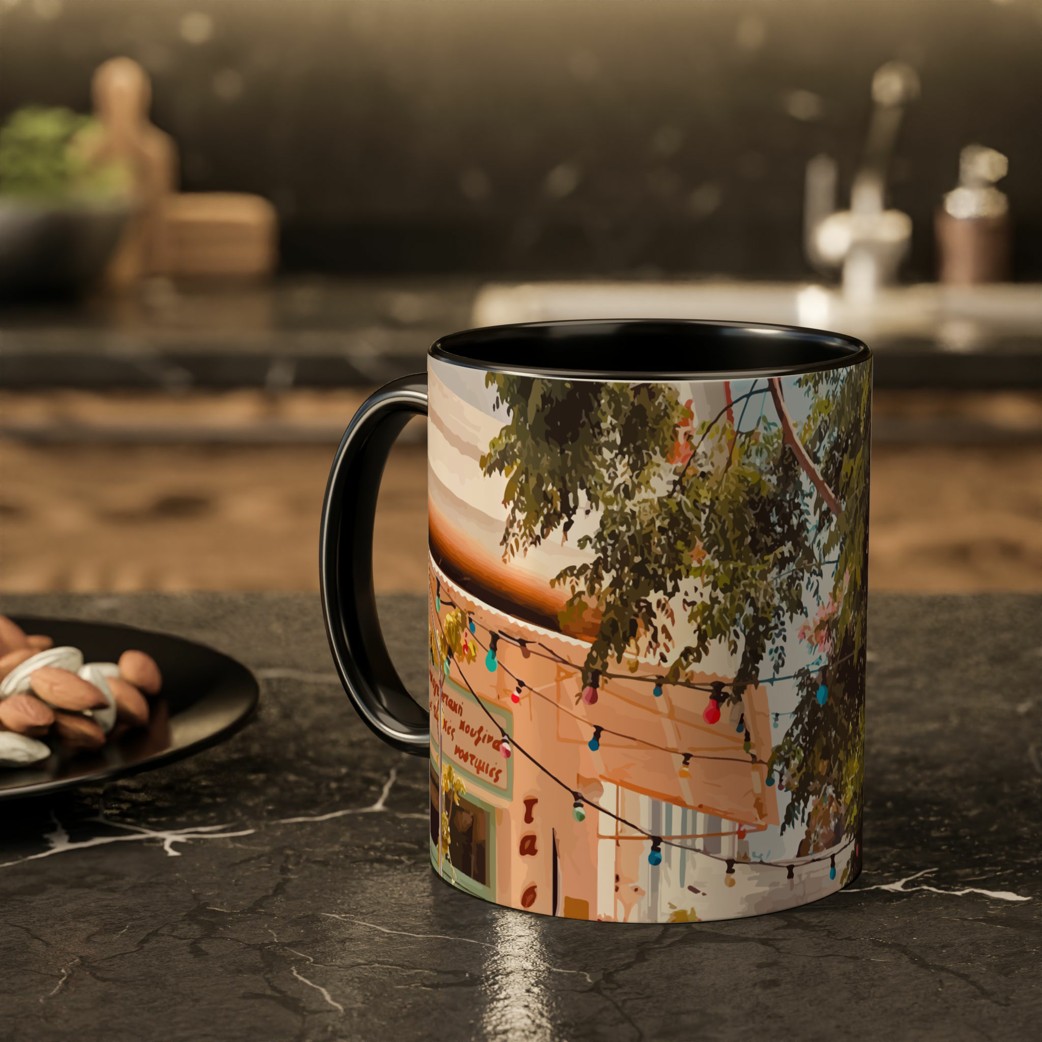 ماگ طرح cafe and treeزمینه ۲ - رنگ مشکی5
