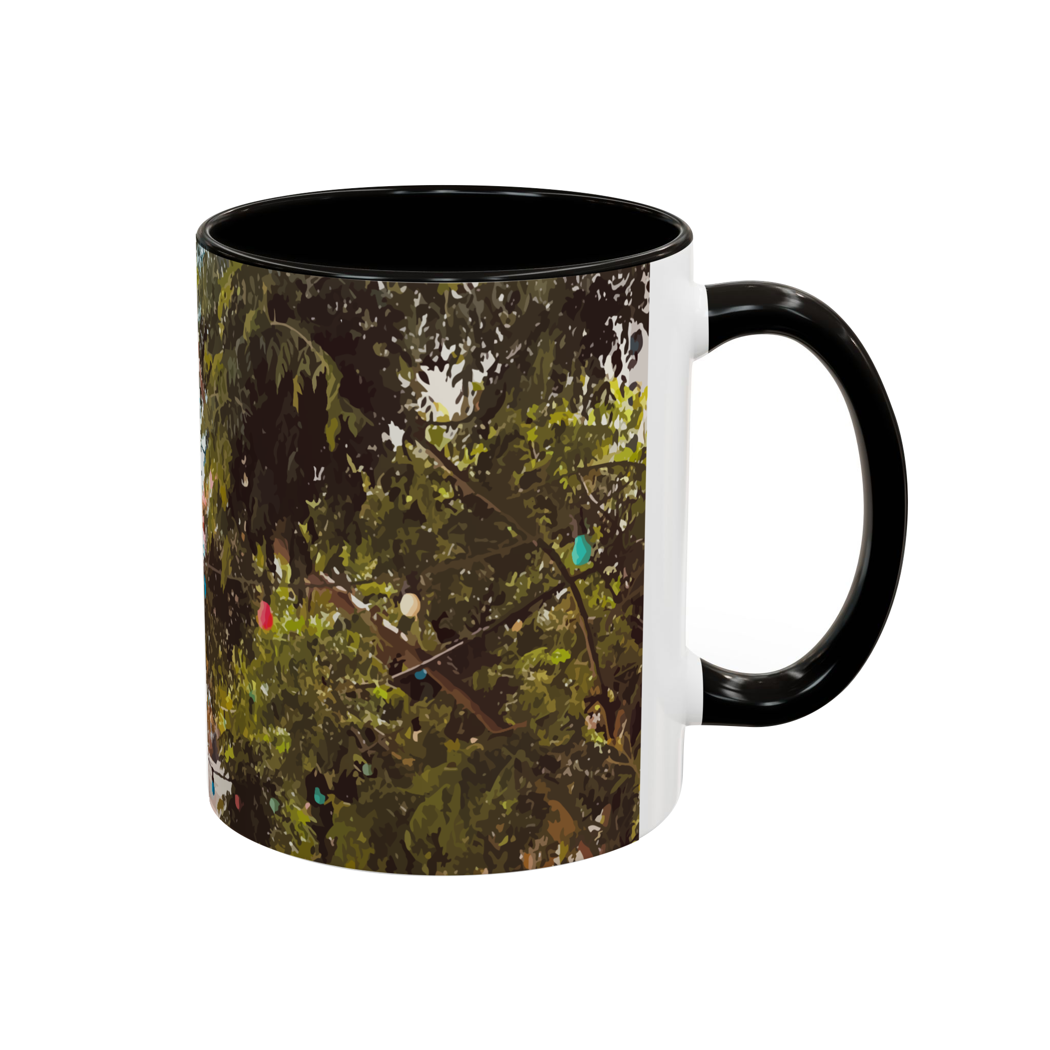 ماگ طرح cafe and treeنمای راست  - رنگ مشکی