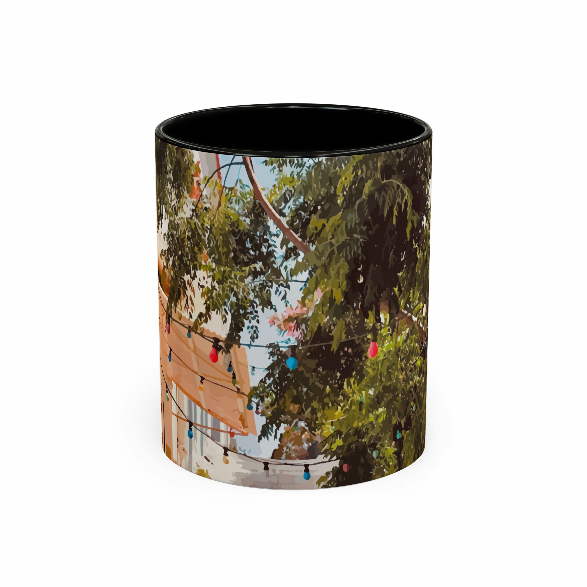 ماگ طرح cafe and treeنمای روبرو  - رنگ مشکی2