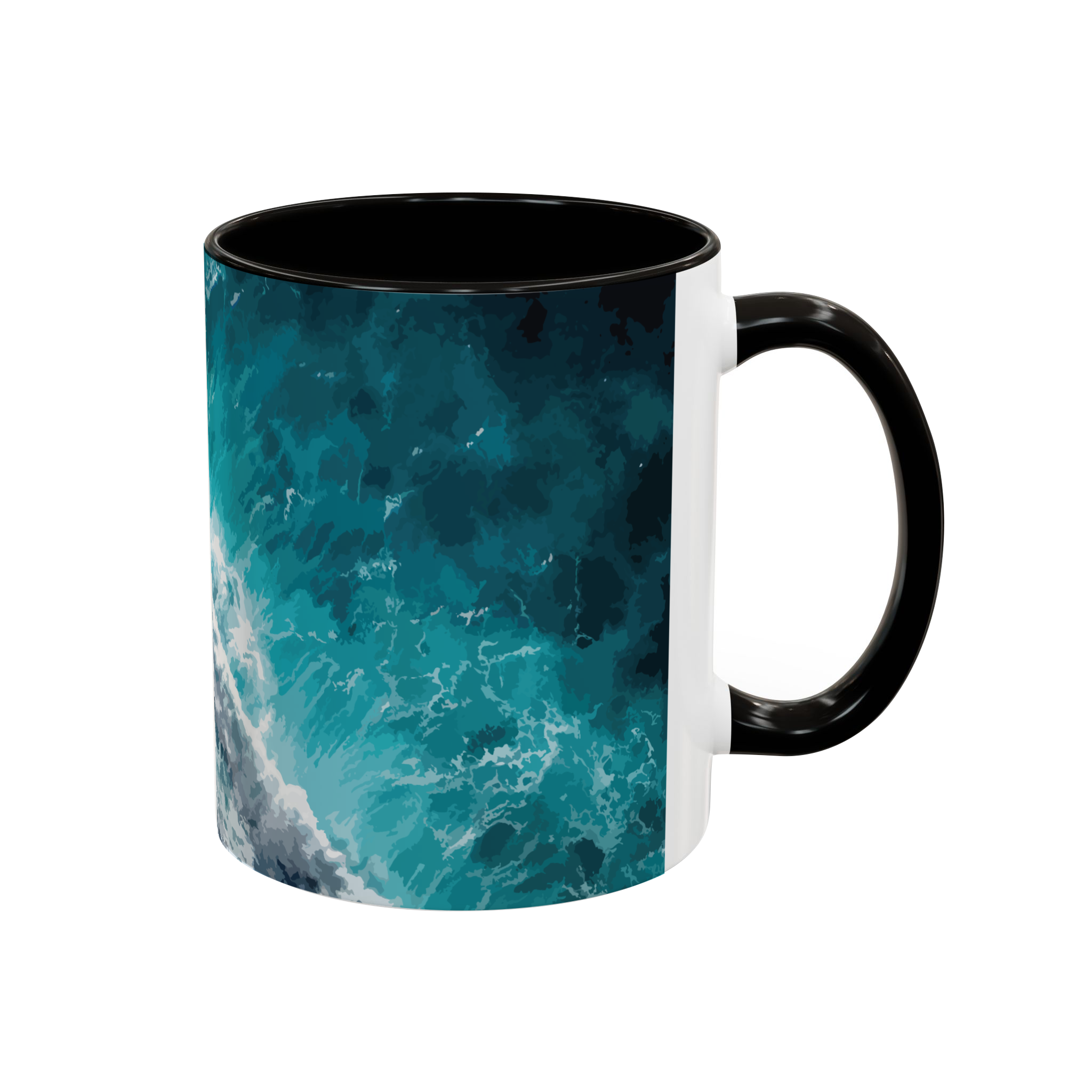ماگ طرح sea and wavesنمای راست - رنگ مشکی