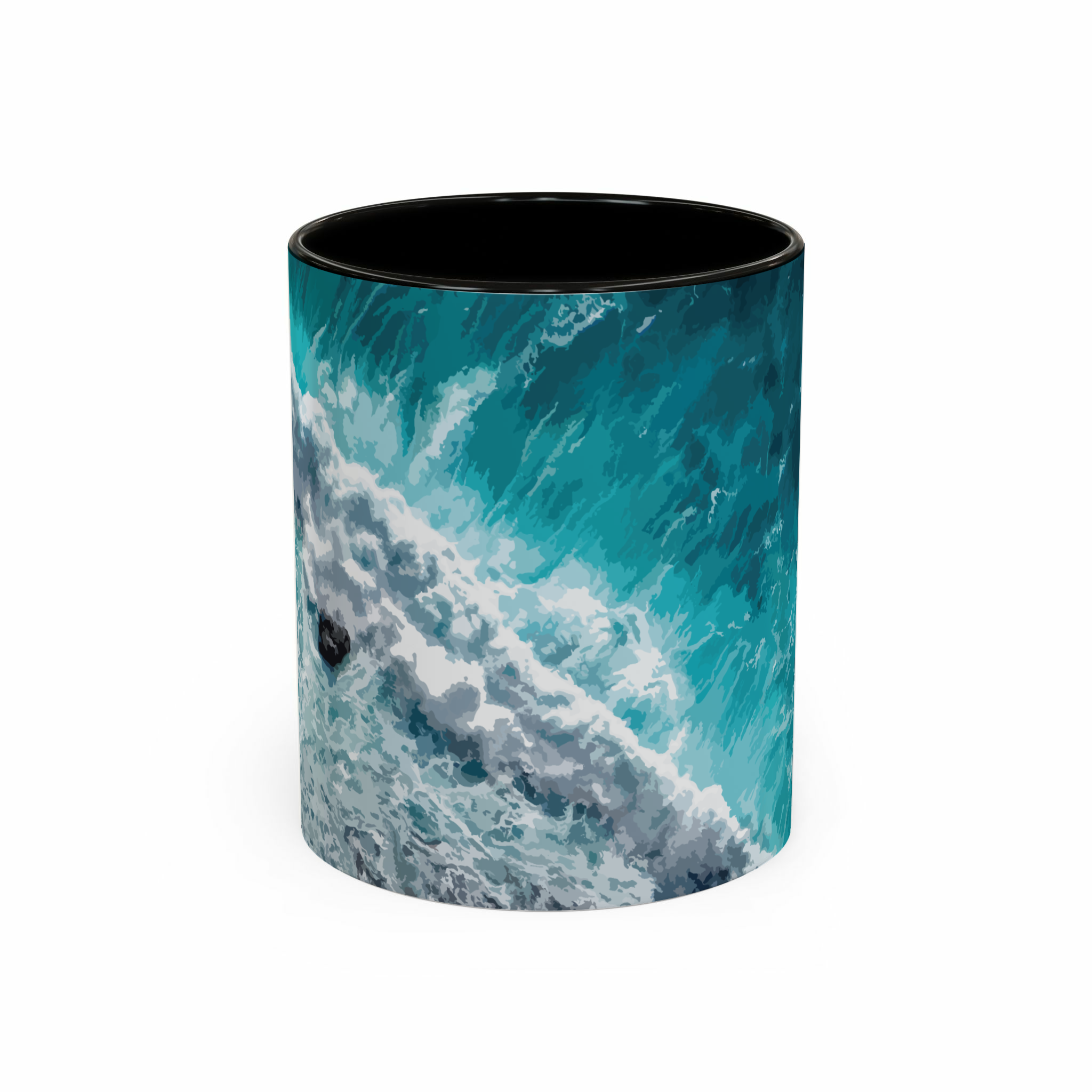ماگ طرح sea and wavesنمای روبرو - رنگ مشکی1