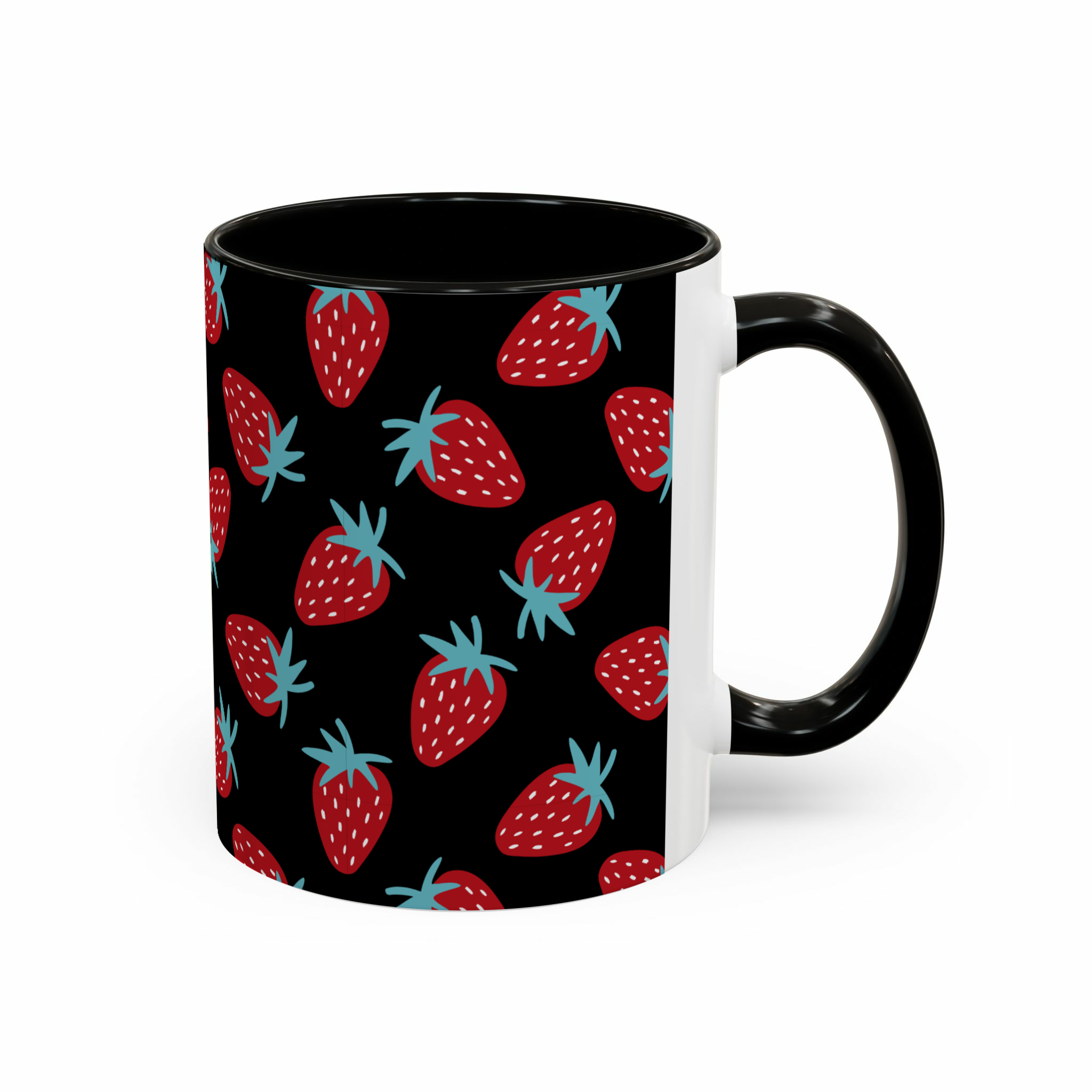 ماگ توت فرنگی🍓نمای راست - رنگ مشکی