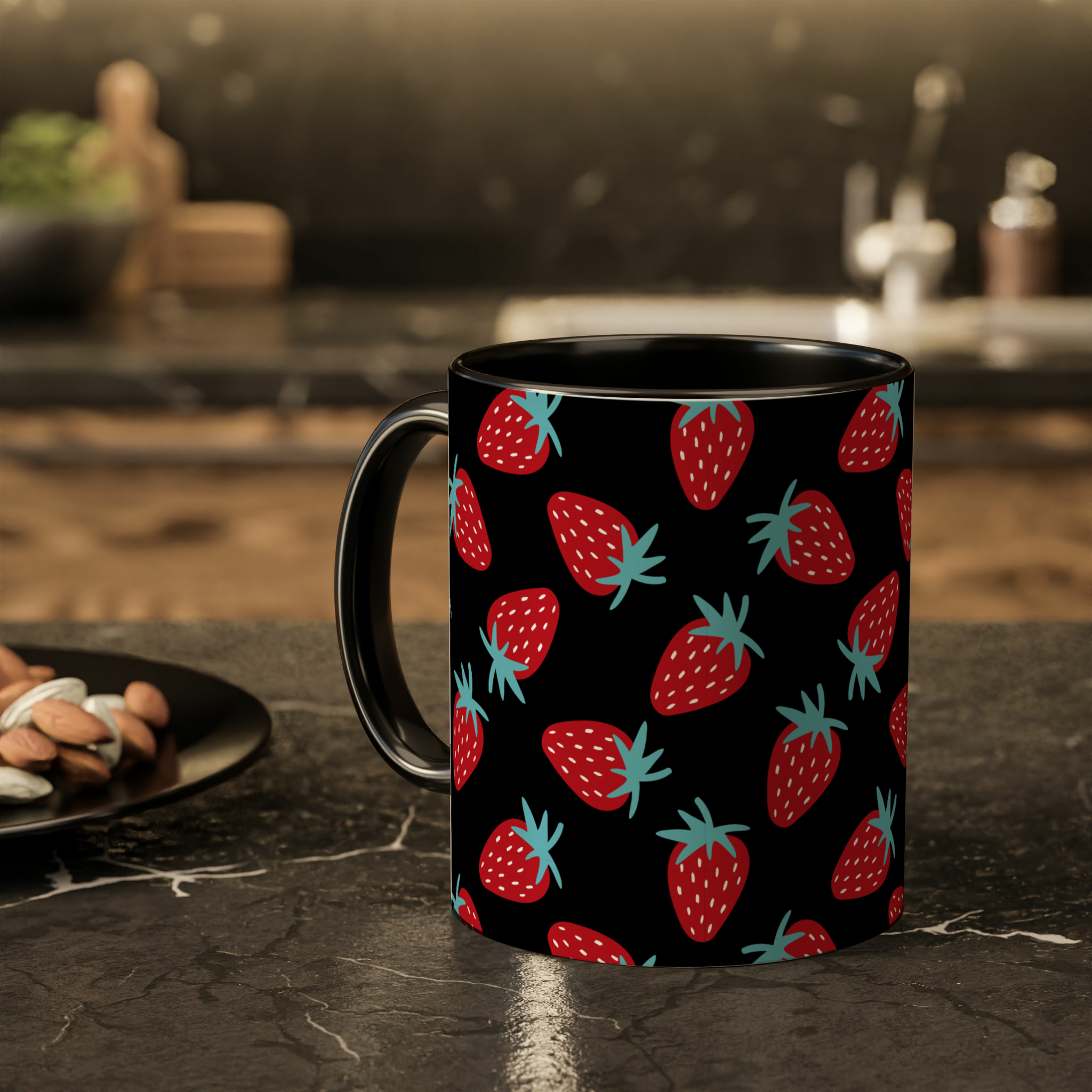 ماگ توت فرنگی🍓زمینه ۲ - رنگ مشکی5