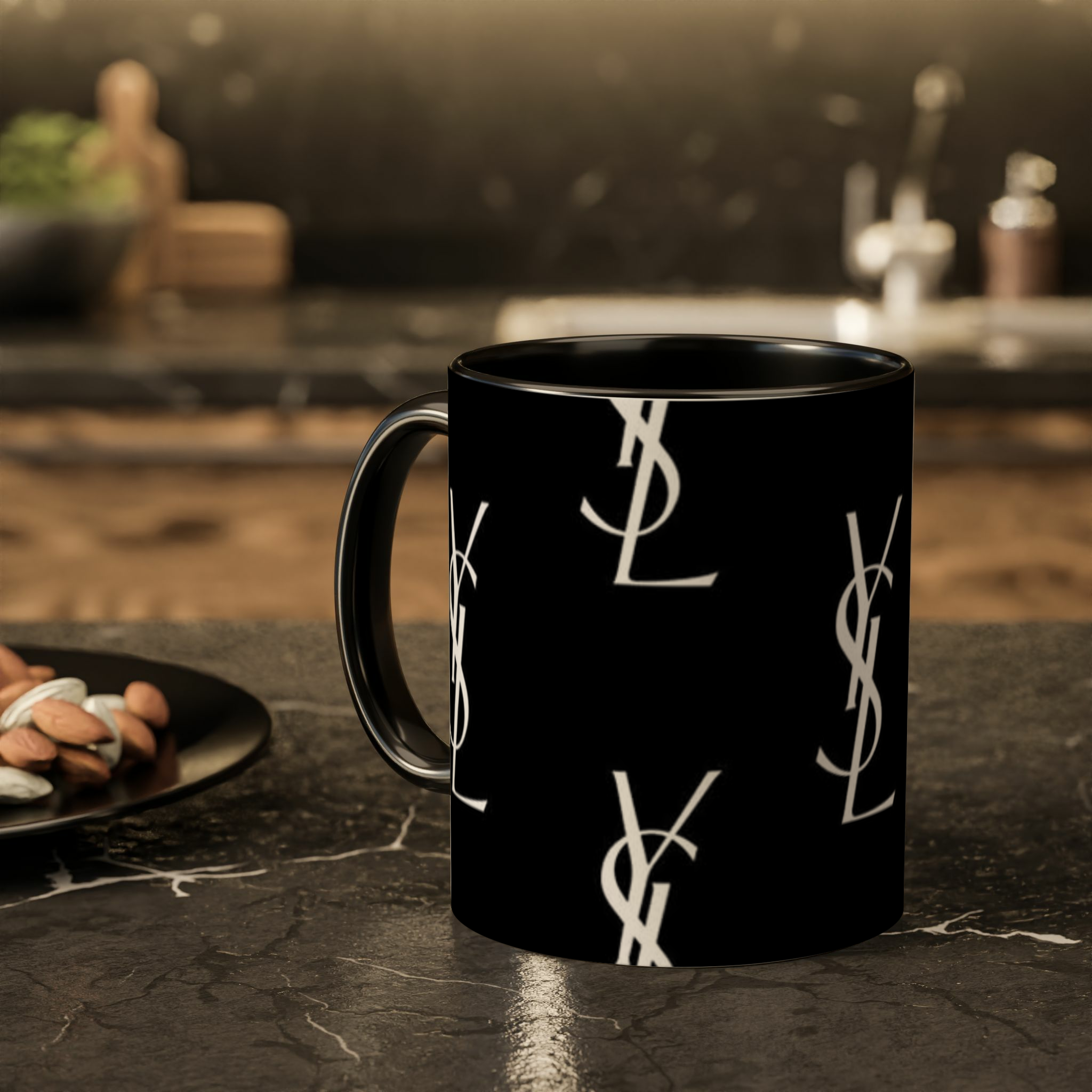 ماگ طرح yslزمینه ۲ - رنگ مشکی1