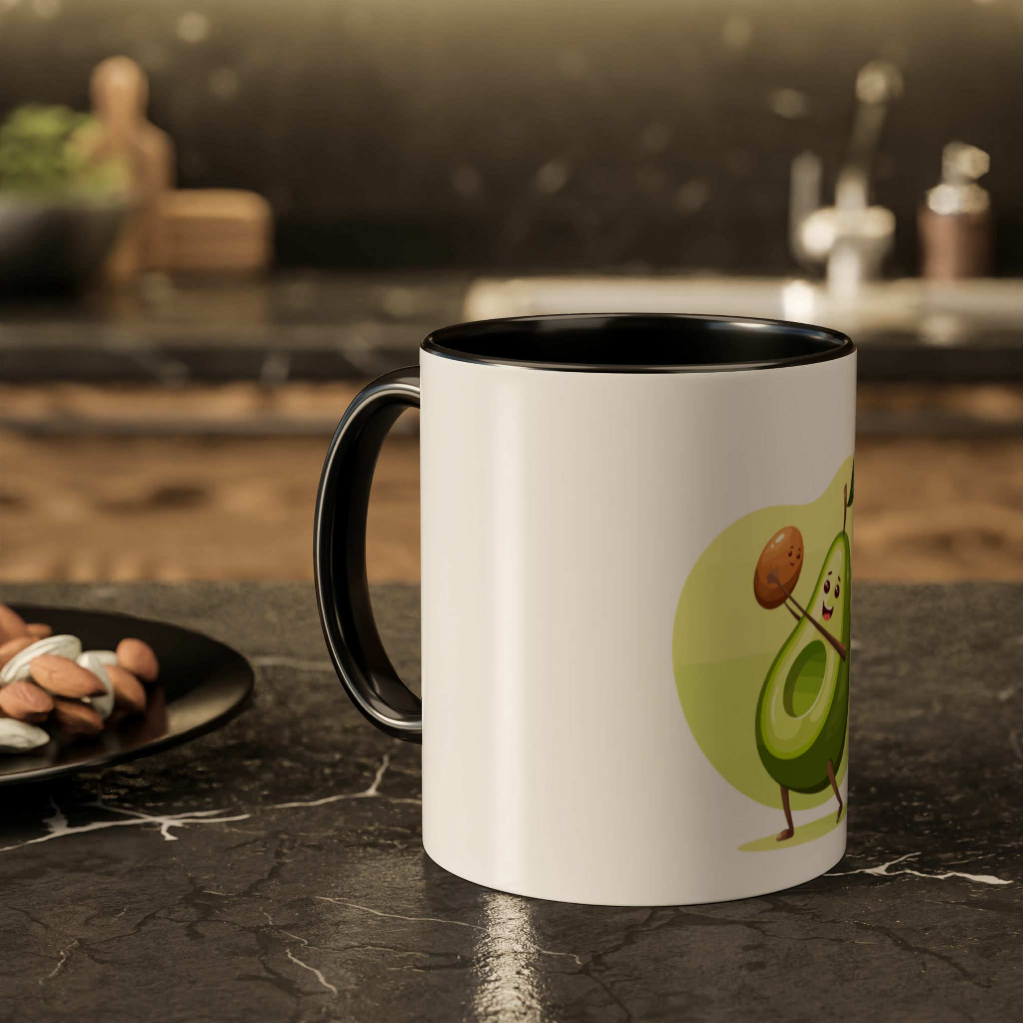 ماگ طرح آواکادو🥑زمینه ۲ - رنگ مشکی2