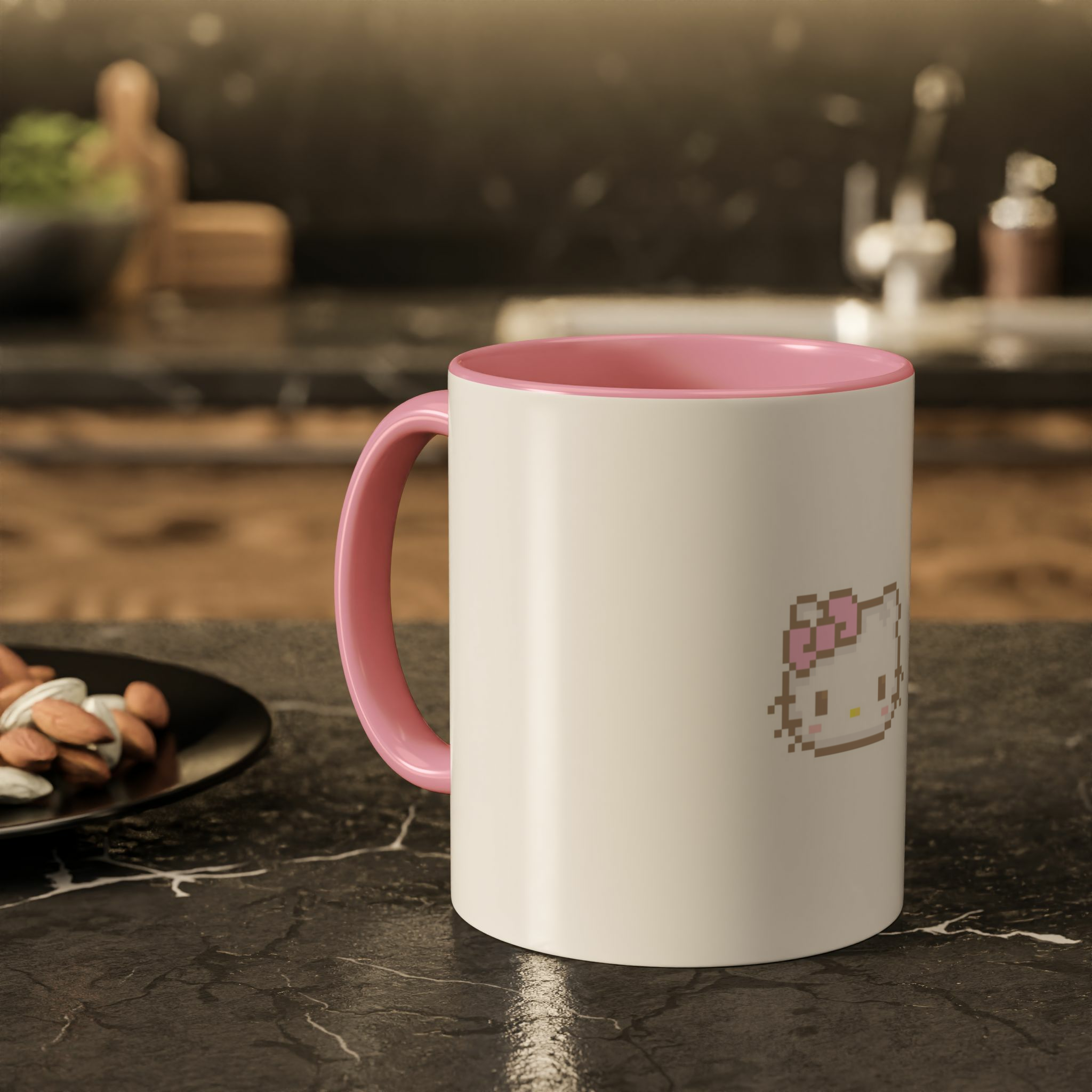 ماگ صورتی Hello Kitty پیکسلیزمینه ۲ - رنگ صورتی4