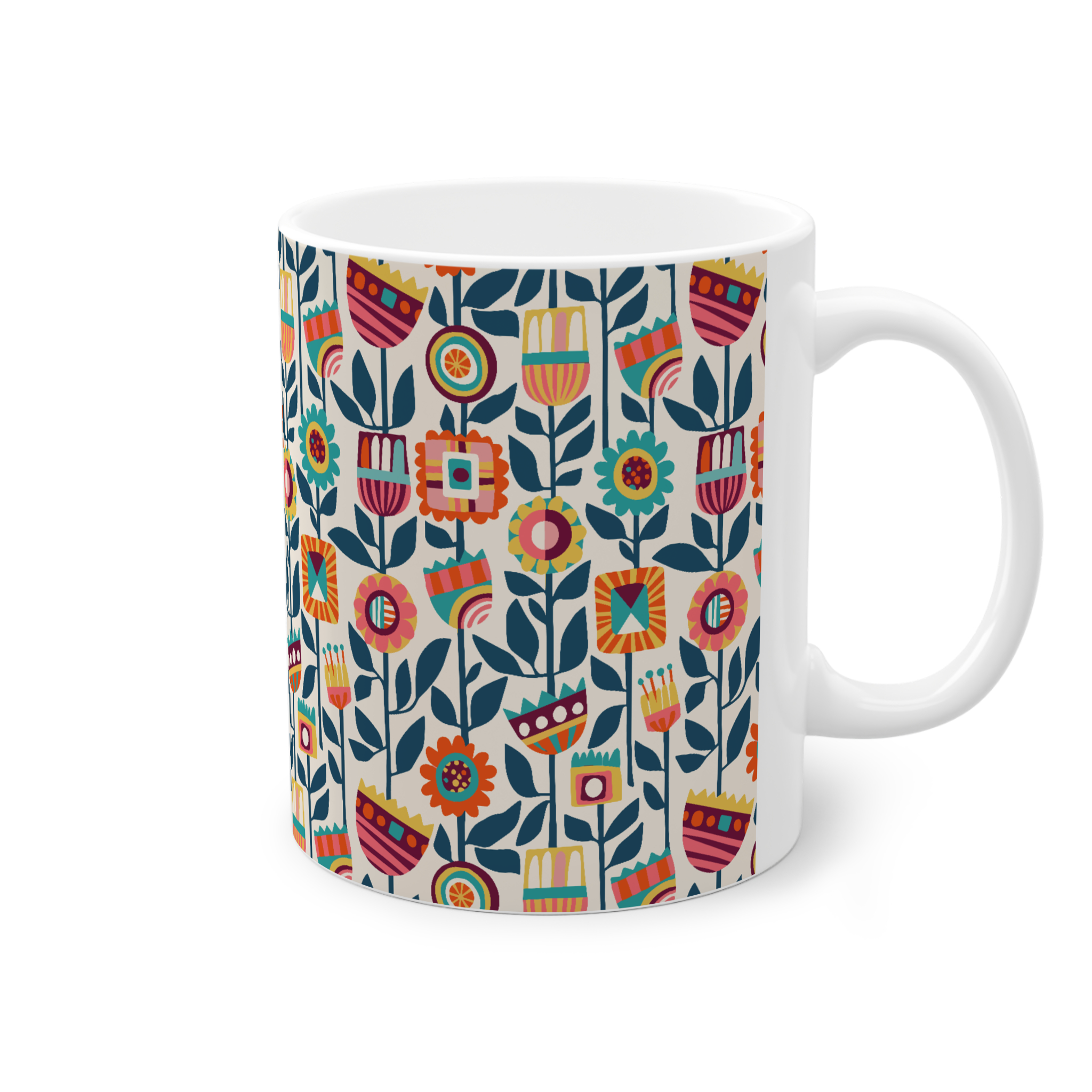 ماگ سرامیک طرح پترن گلنمای راست0