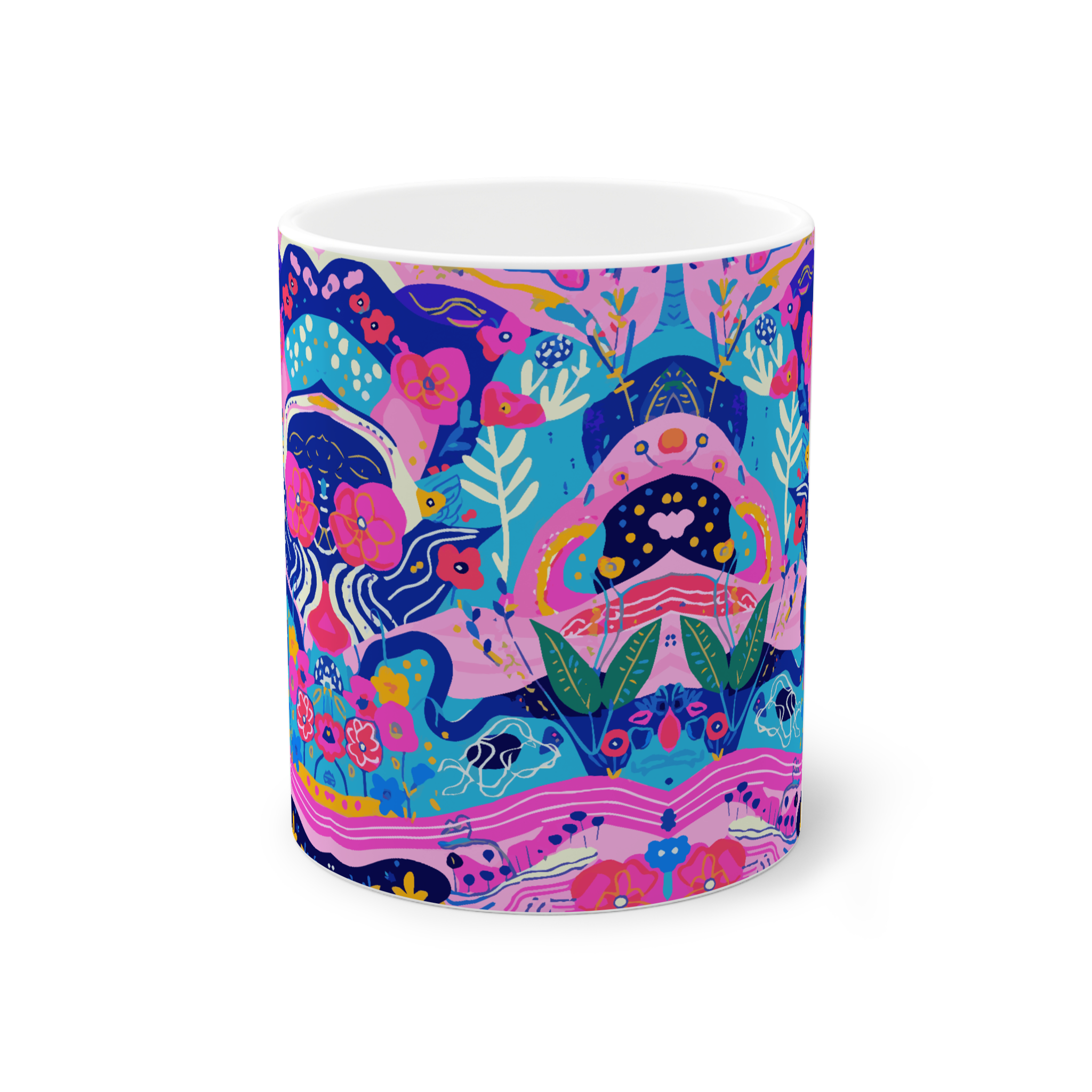 ماگ سرامیک طرح پترن نقاشی گلنمای روبرو1