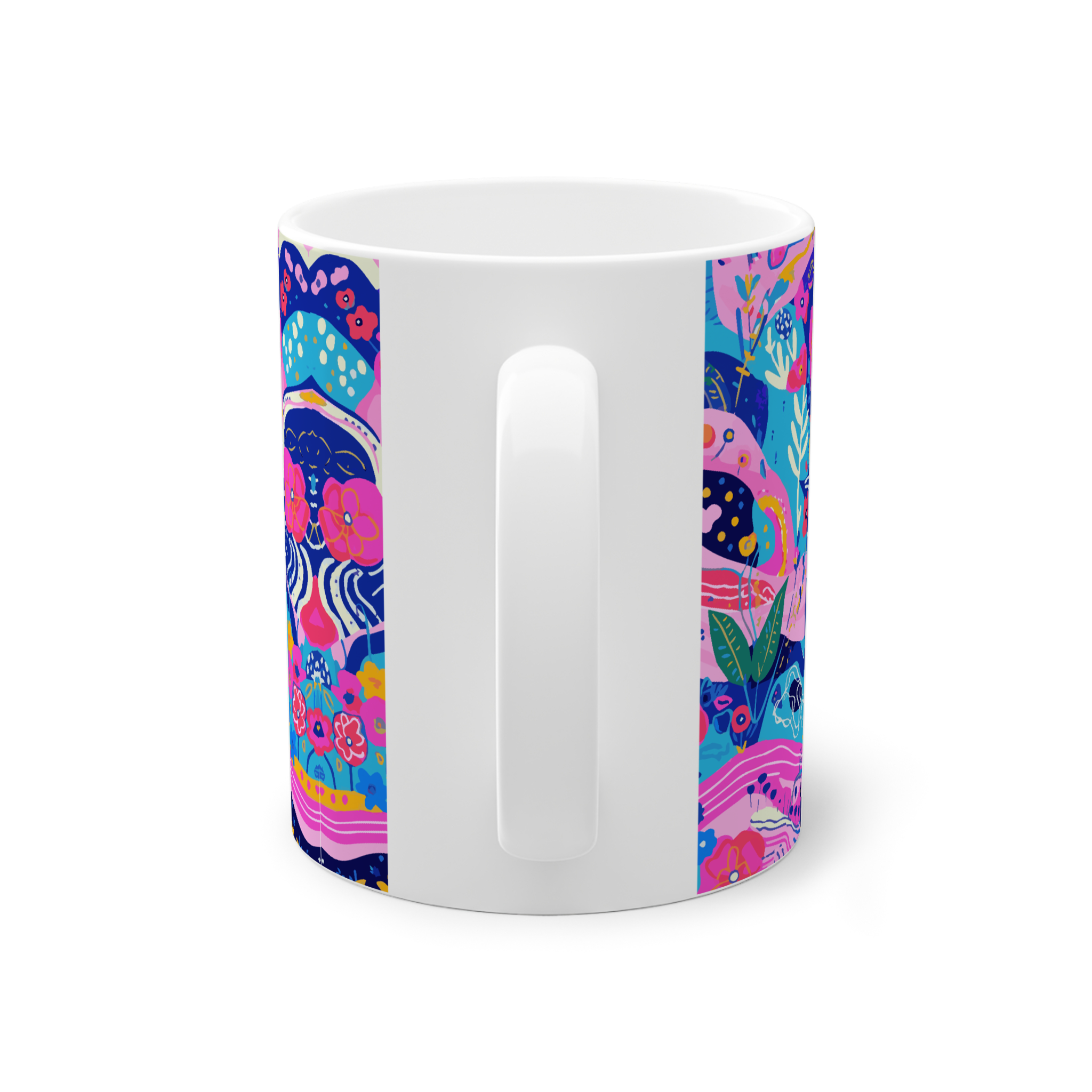 ماگ سرامیک طرح پترن نقاشی گلنمای پشت2