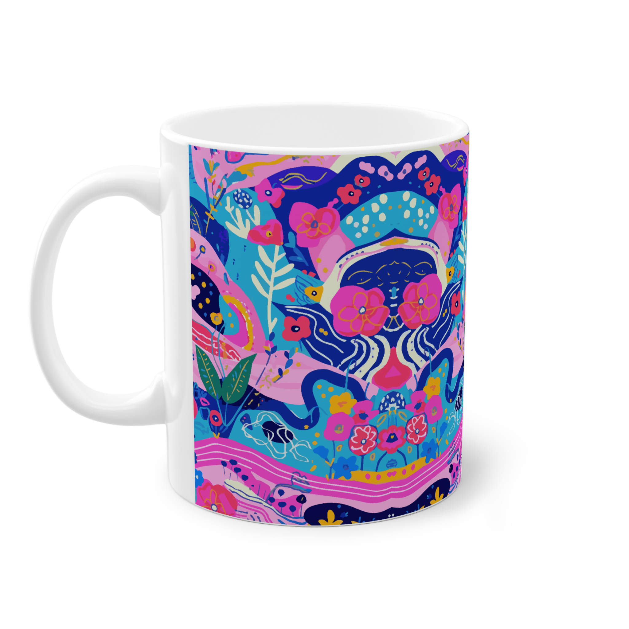 ماگ سرامیک طرح پترن نقاشی گلنمای چپ3