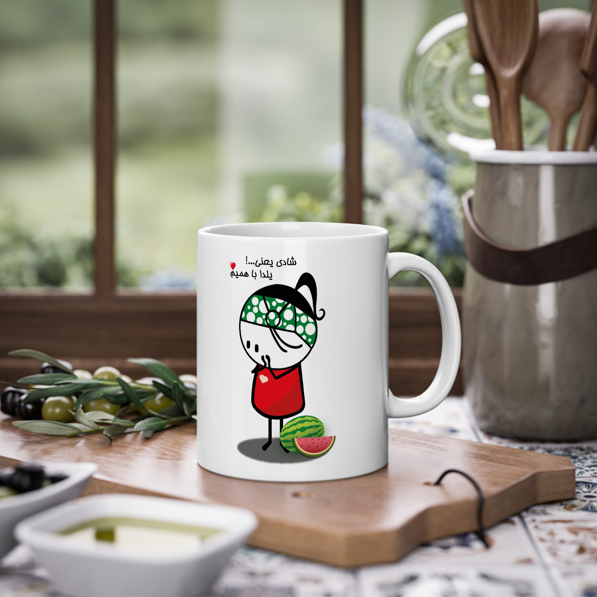 ماگ سرامیک طرح عاشقانه یلداییزمینه ۱3