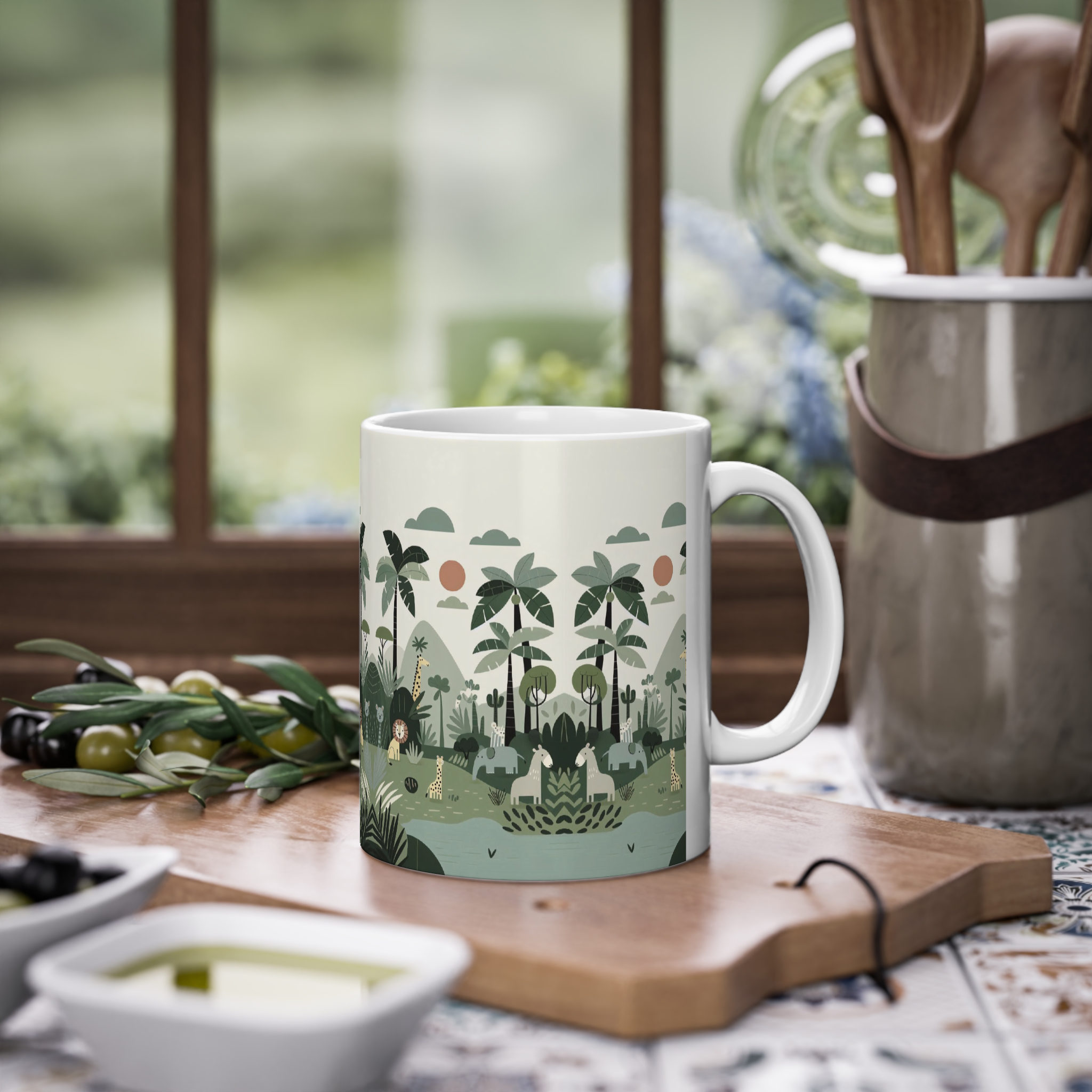 ماگ سرامیک طرح نقاشی جنگل حیواناتزمینه ۱3