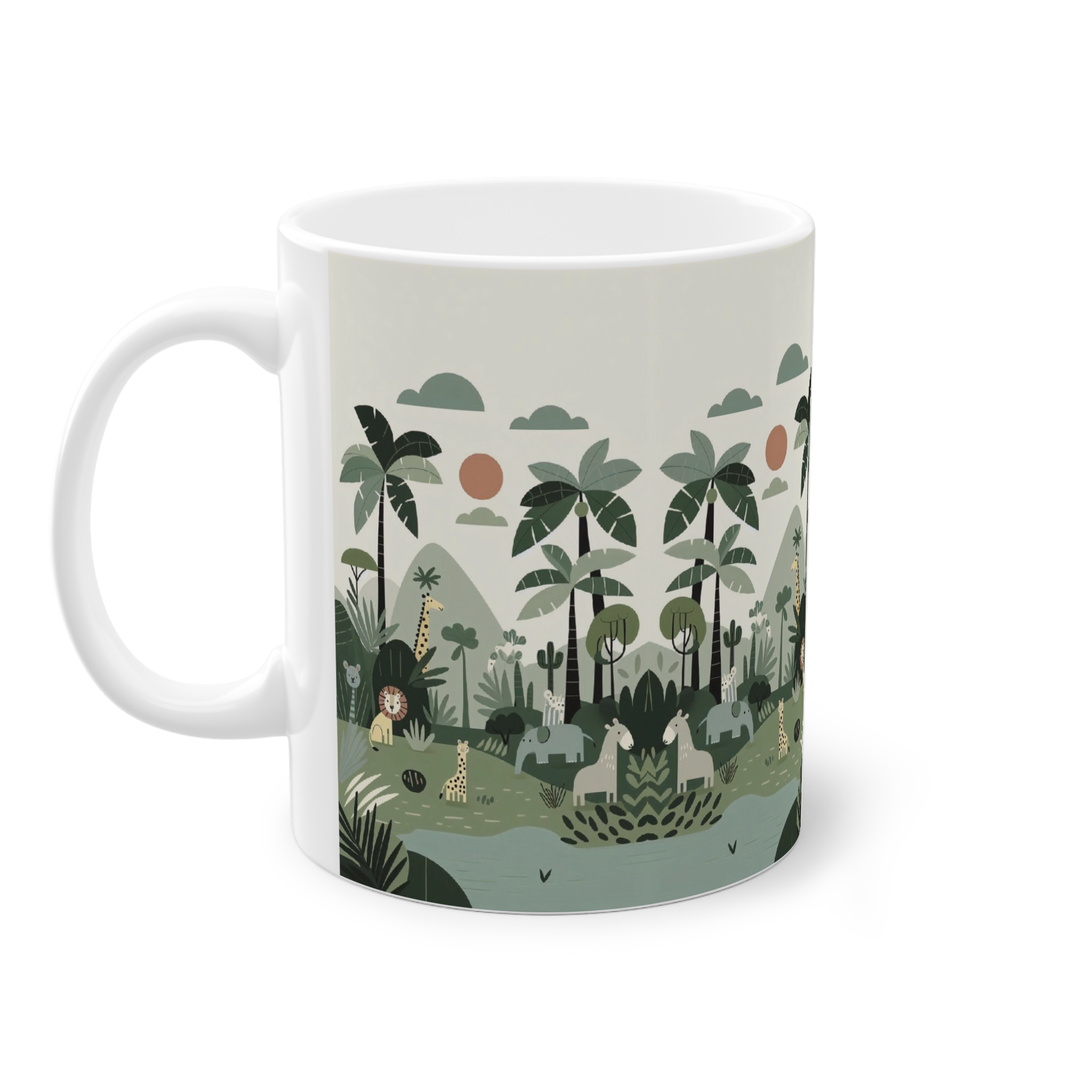 ماگ سرامیک طرح نقاشی جنگل حیواناتنمای چپ4