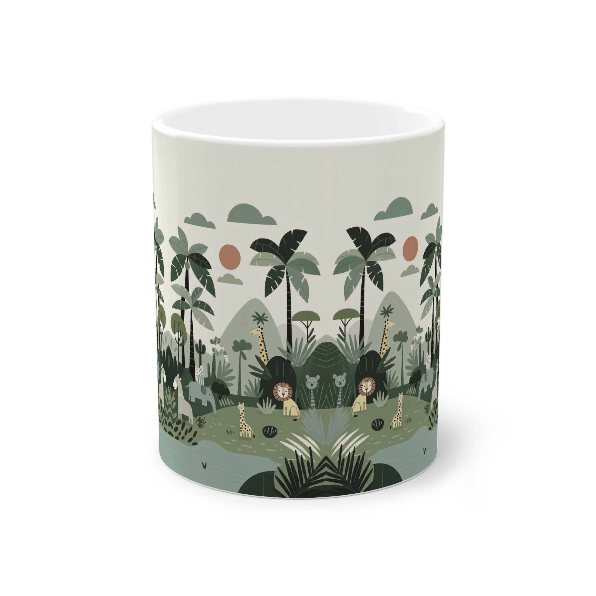 ماگ سرامیک طرح نقاشی جنگل حیواناتنمای روبرو2