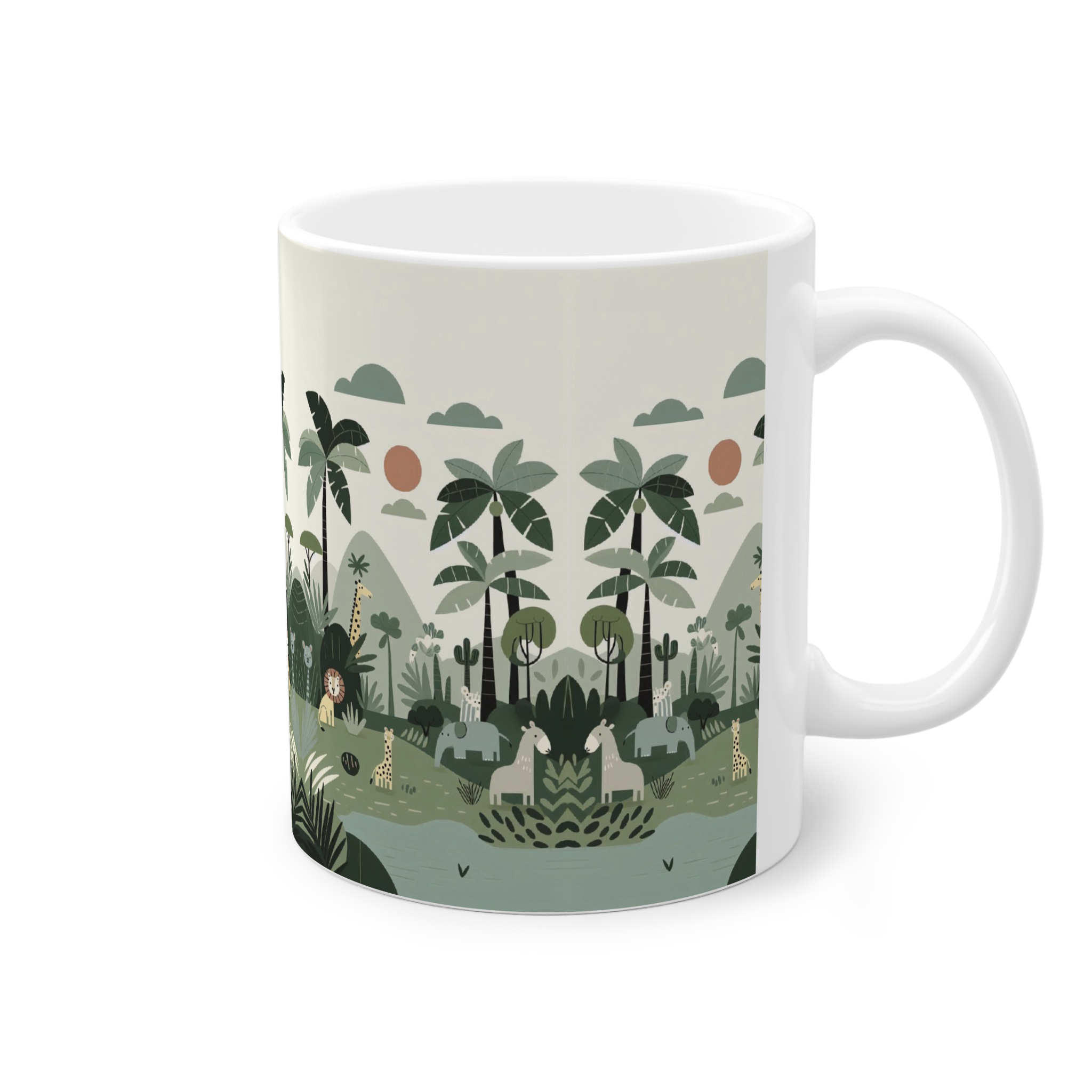 ماگ سرامیک طرح نقاشی جنگل حیواناتنمای راست0