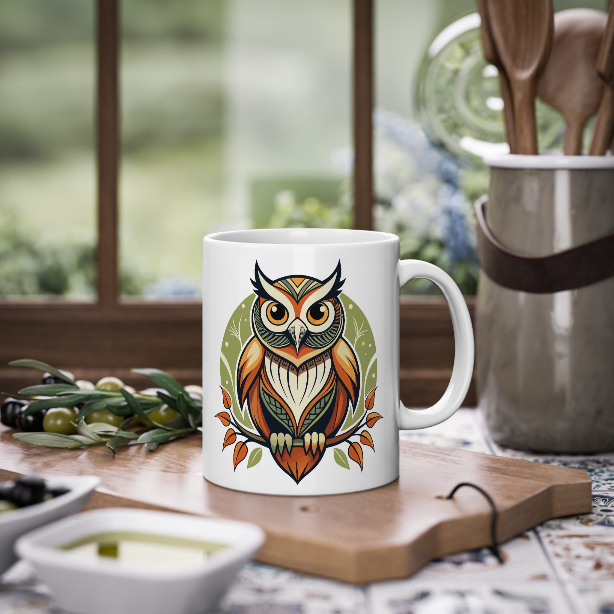 ماگ سرامیک طرح نقاشی پرنده جغدزمینه ۱3